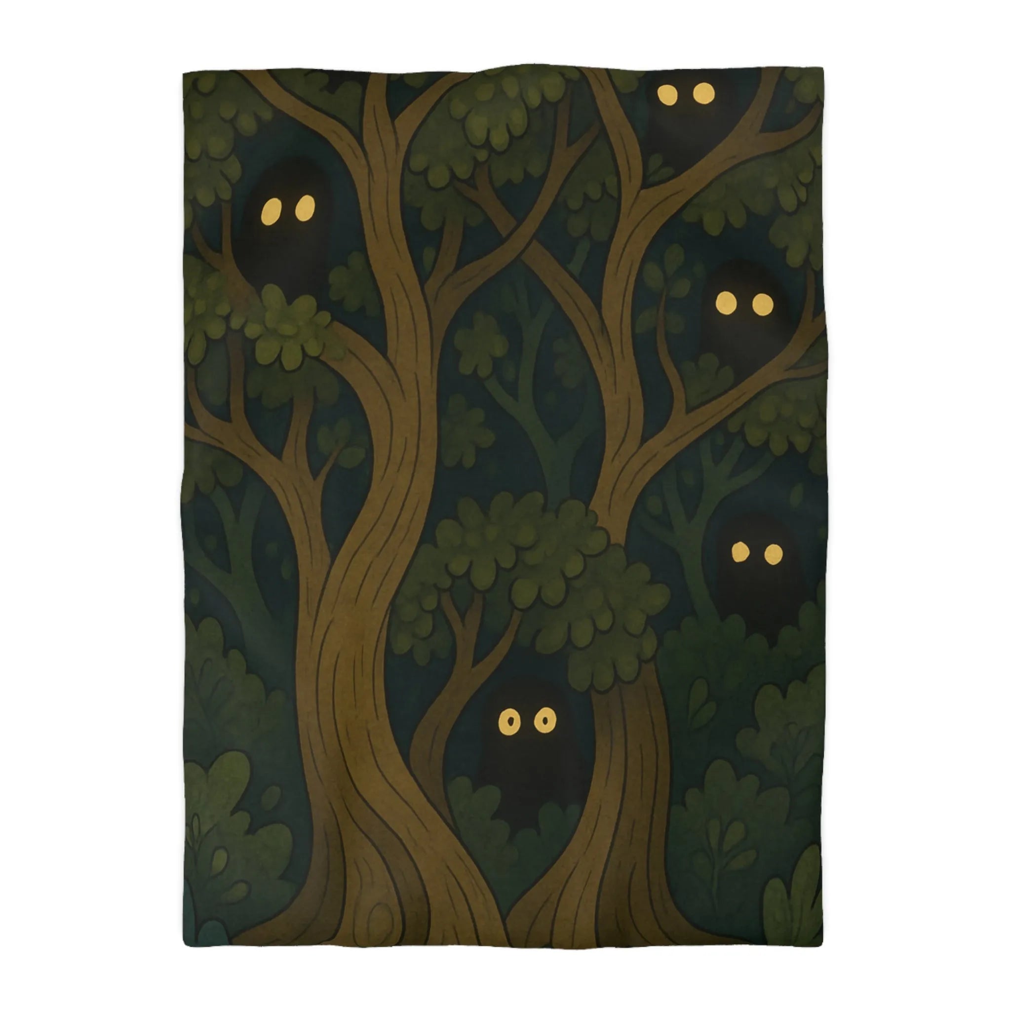 Envoûtante housse de couette forêt mystérieuse avec créatures lumineuses pour décoration intérieure unique