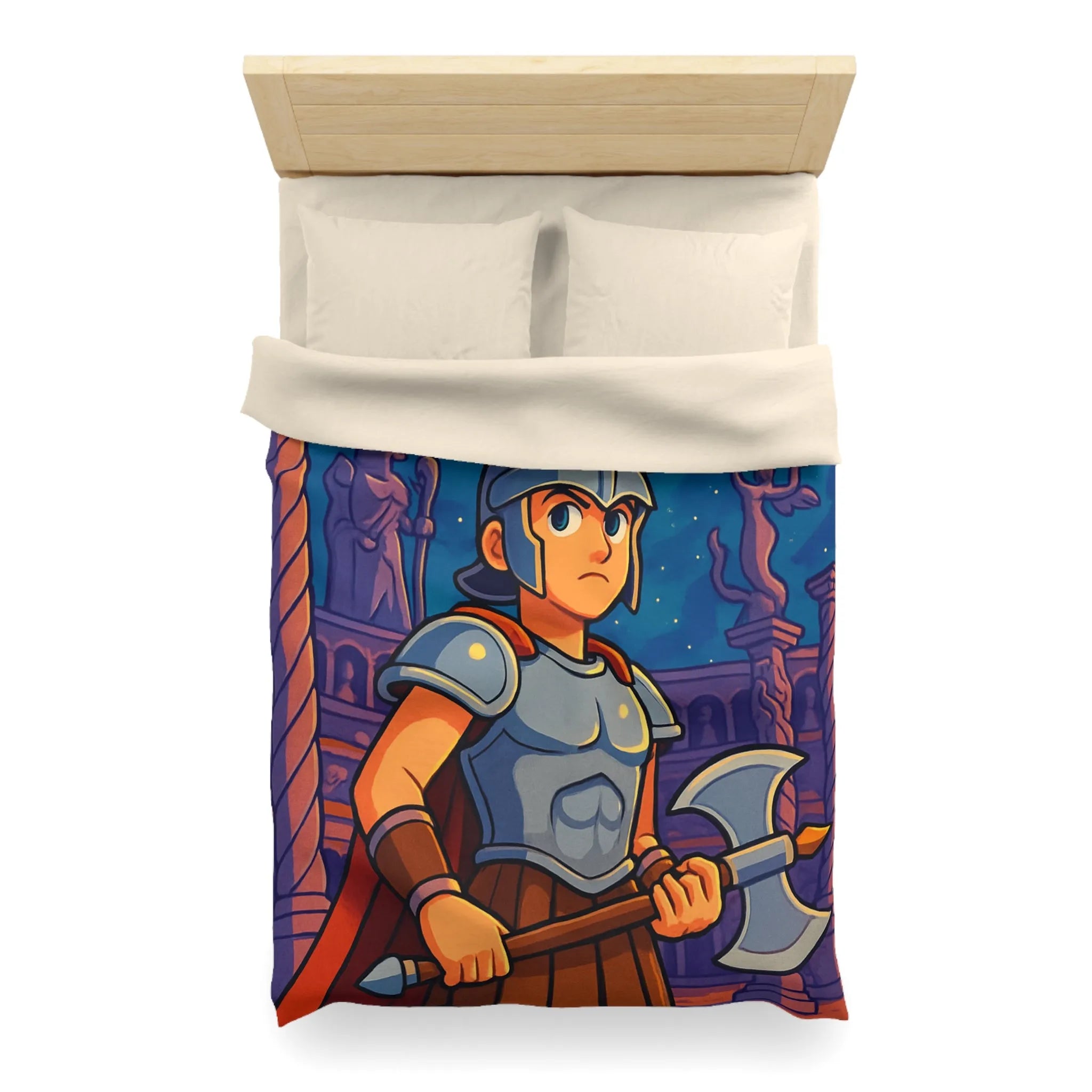 Housse de Couette Inspirée de Guerrier Épique avec Mythologie et Créatures Fantastiques