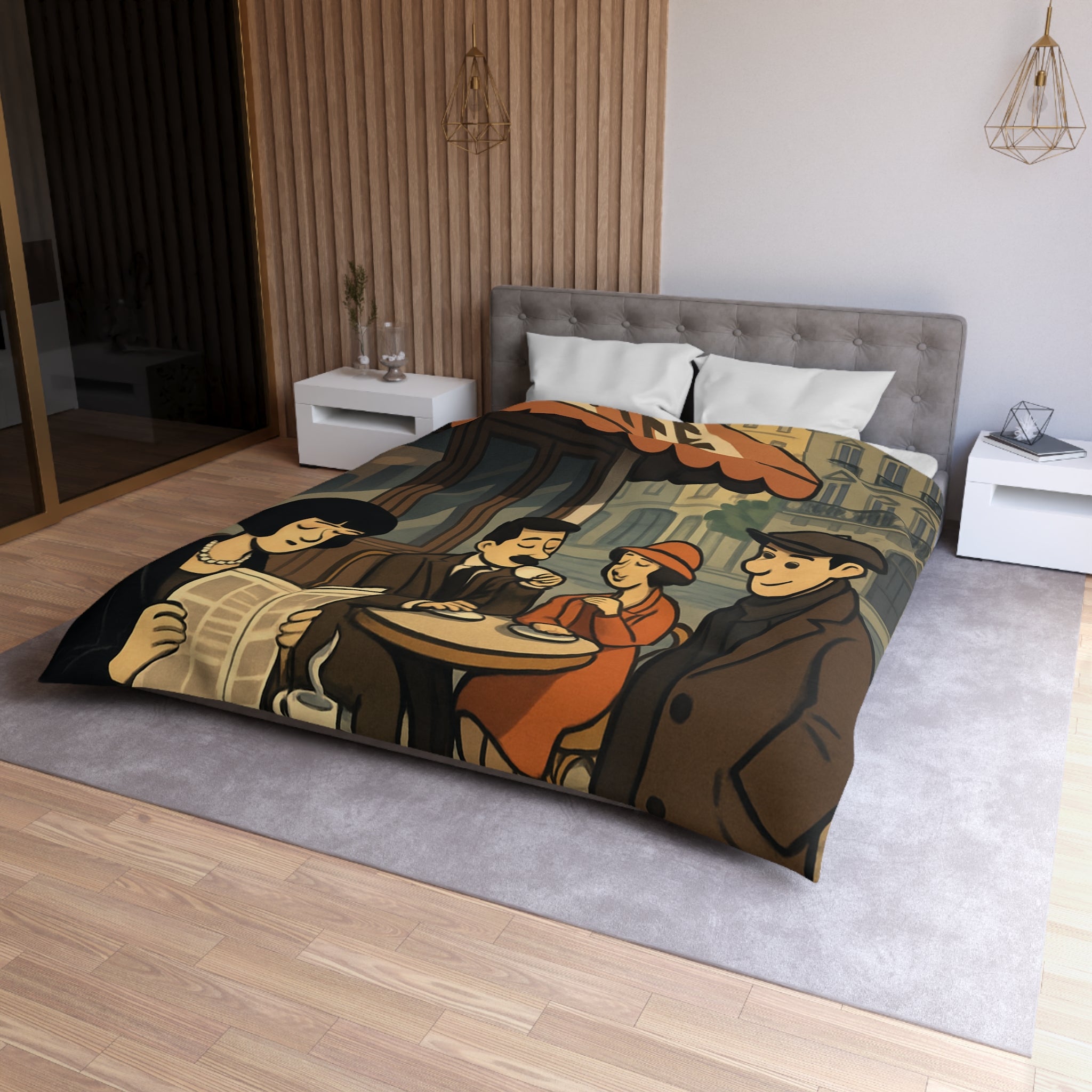 Housse de Couette Microfibre Design Artistique Moderne Décoration Chambre Confort Premium