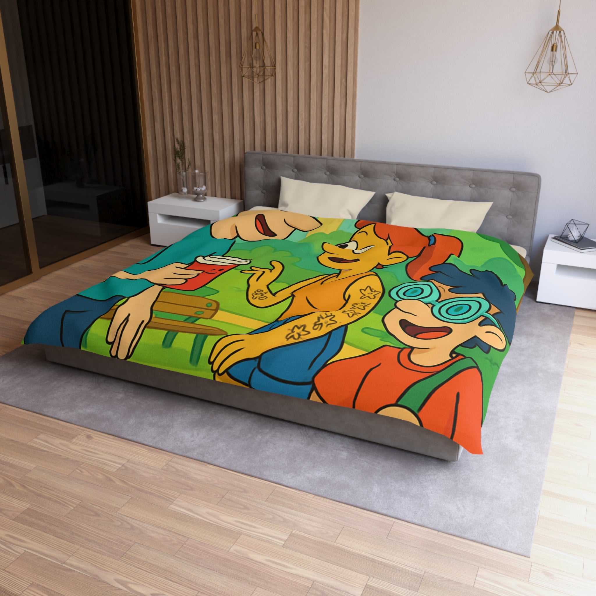 Housse de Couette Microfibre Illustration Unique Design Moderne Décoration Intérieure Raffinée