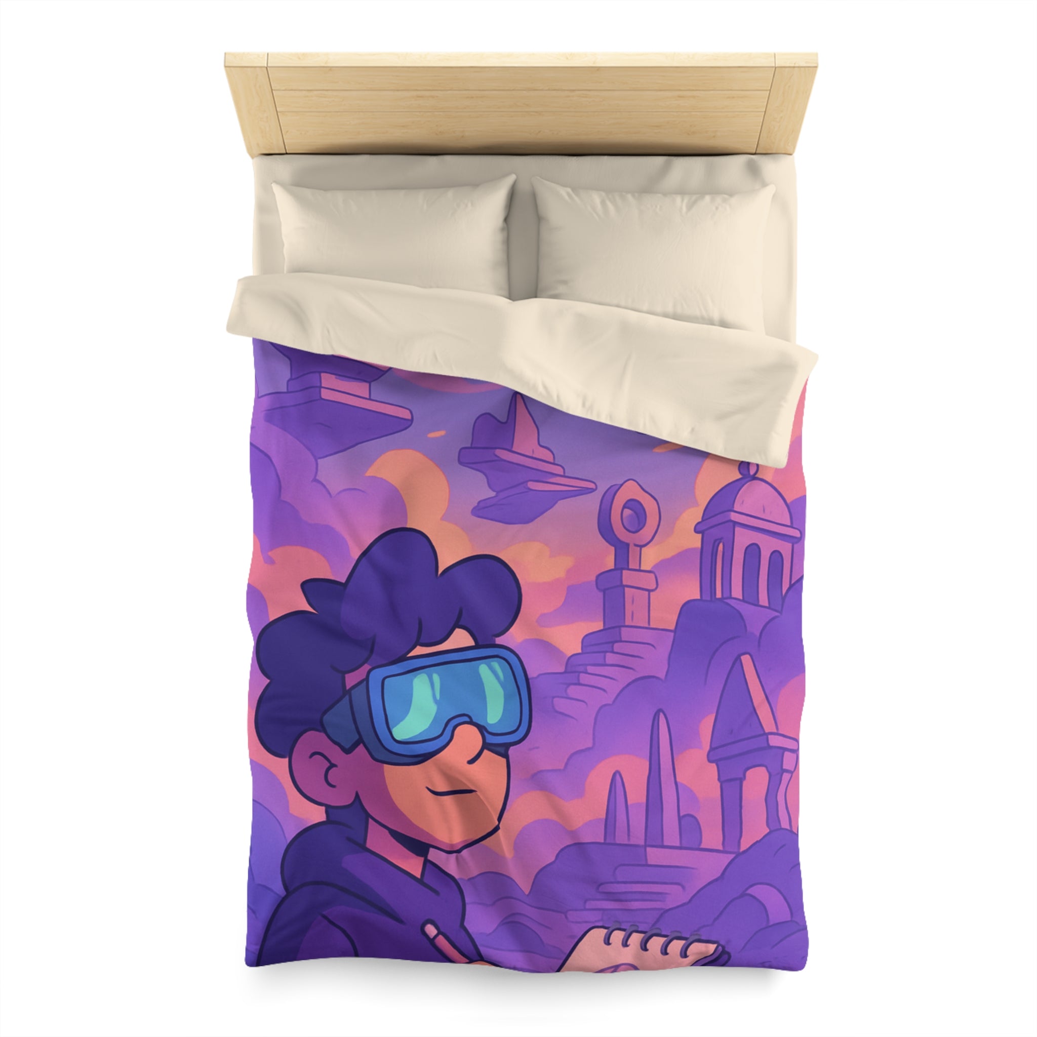 Housse de Couette Microfibre Design Artistique Moderne Décoration Chambre Confort Premium