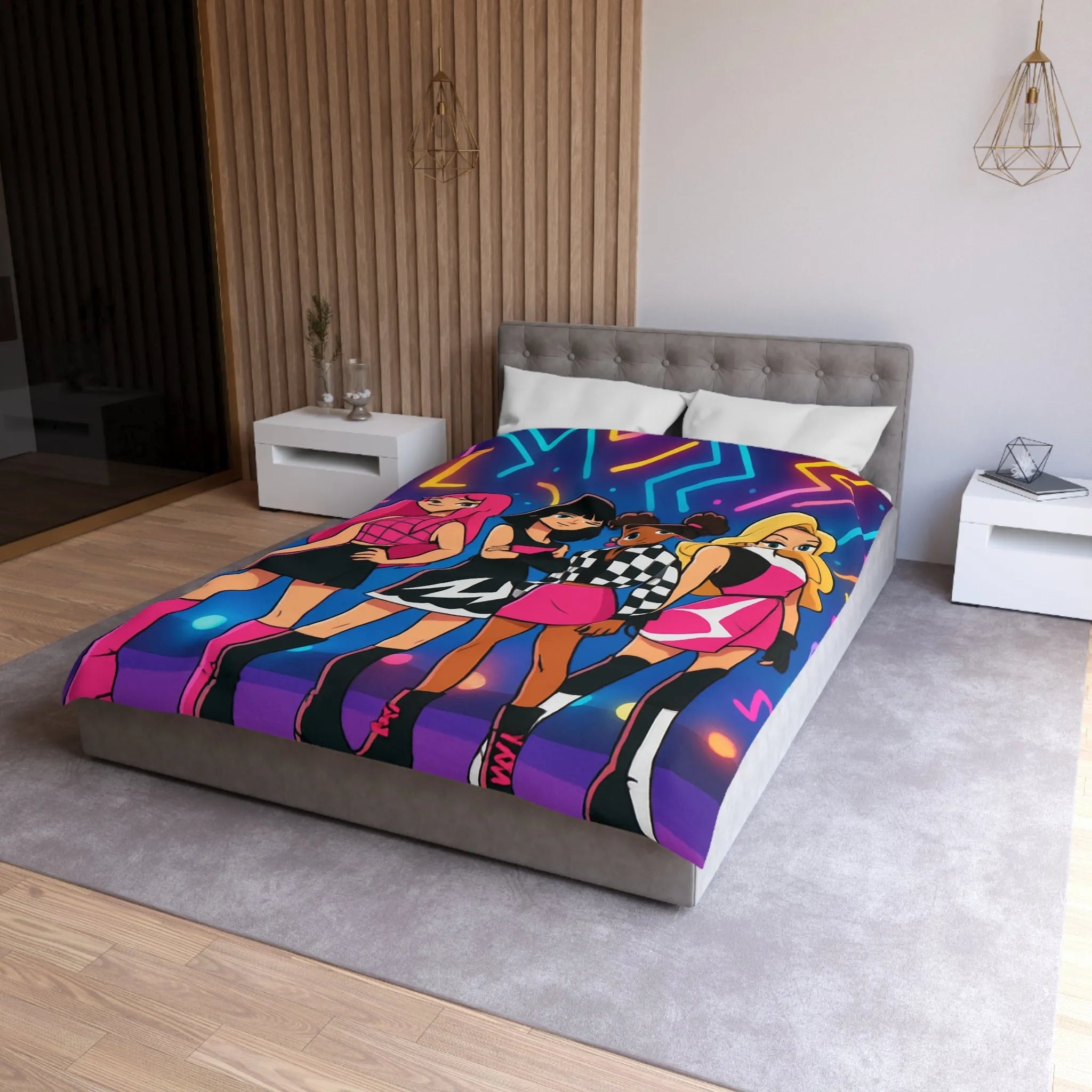 Housse de couette colorée avec un design moderne et des motifs géométriques éclatants