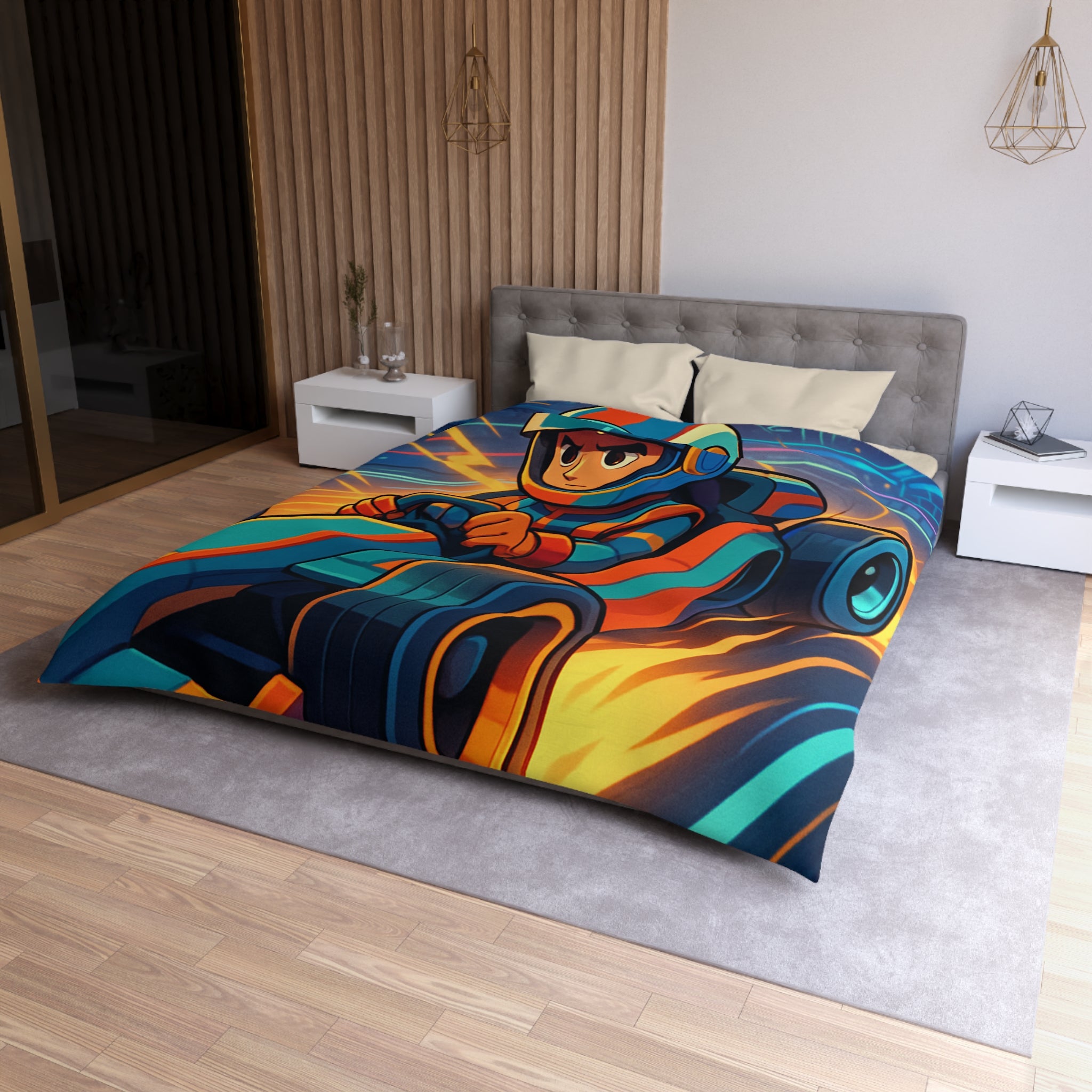 Housse de Couette Microfibre Motif Créatif Original Style Contemporain Chambre Élégante