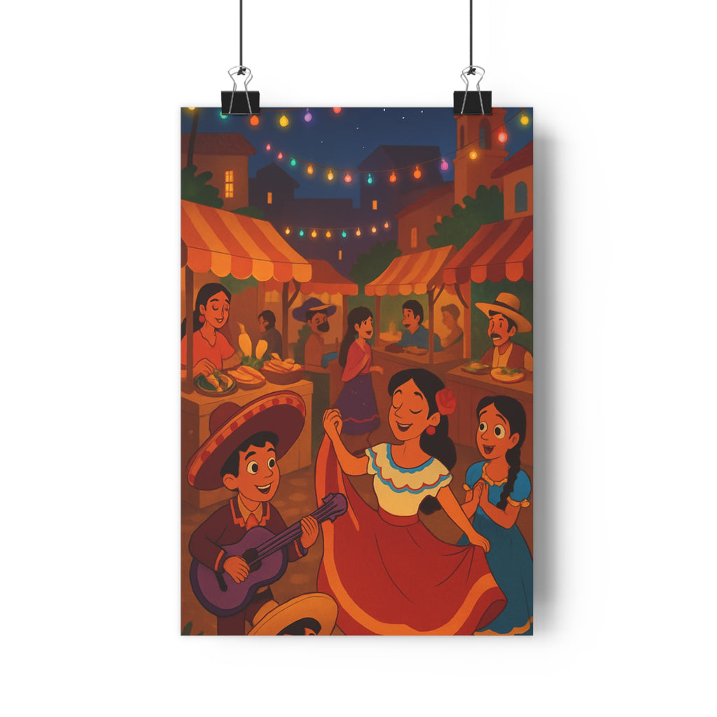 Poster décoratif cartoon festif couleurs chaudes joyeux salon chambre musique danse ambiance soirée Portugal