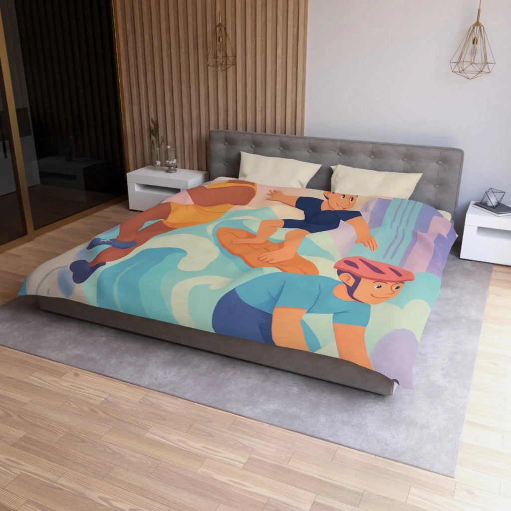 Housse de Couette Microfibre Art Graphique Contemporain Style Décoratif Chambre Tendance