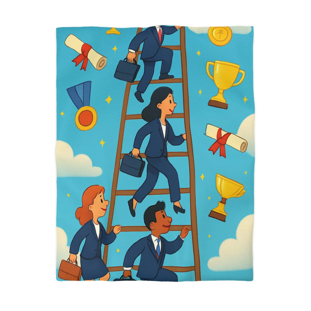 Housse de couette ludique : Échelle des réussites avec trophées et médailles colorées