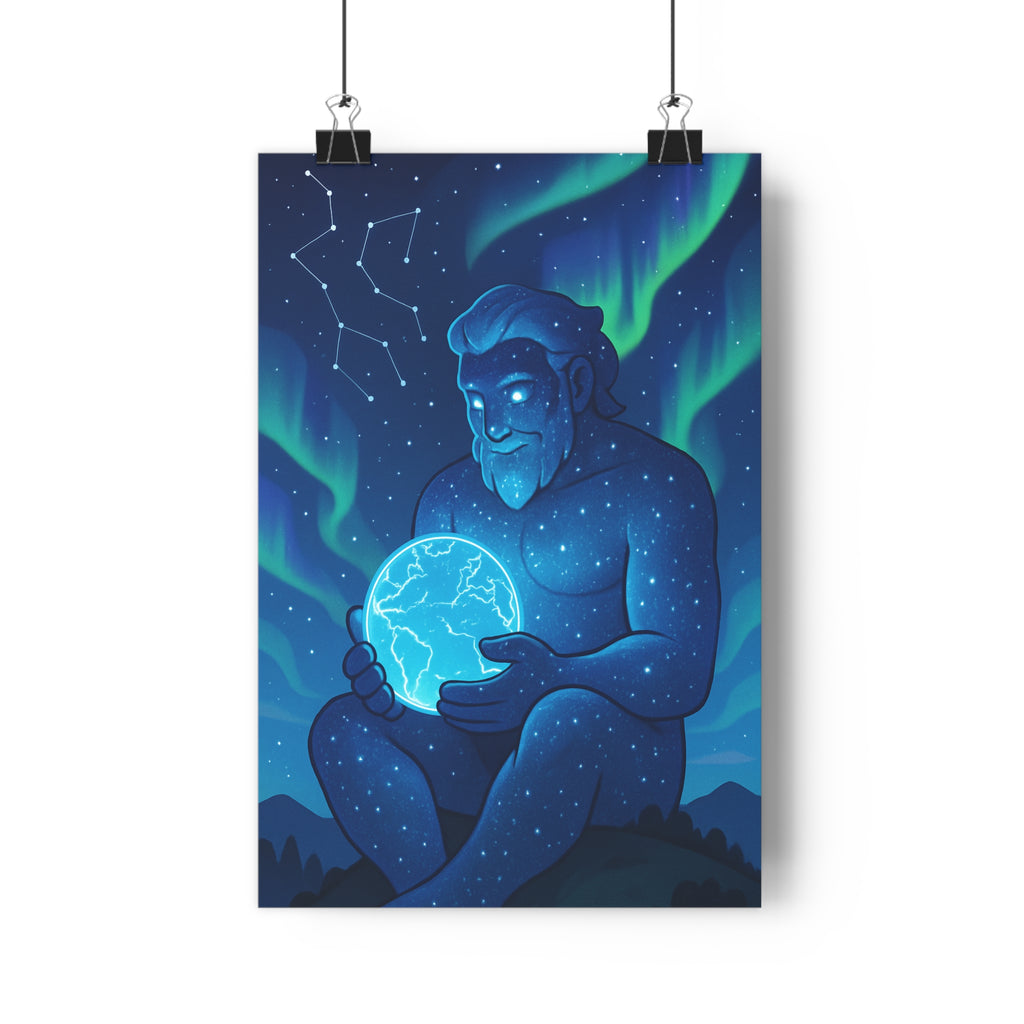 Poster décoratif cosmique bleu vert mystique ciel étoilé salon chambre magie moderne 30x46 cadeau