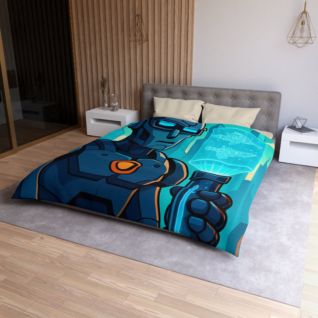 Housse de Couette Thème Robotique Futuriste avec Paysage Urbain et Drones Volants