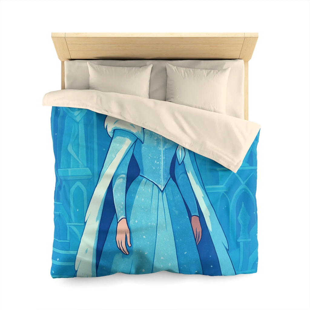 Éblouissante Housse de Couette Reine des Glaces Bleue avec Aurora Boréale et Château