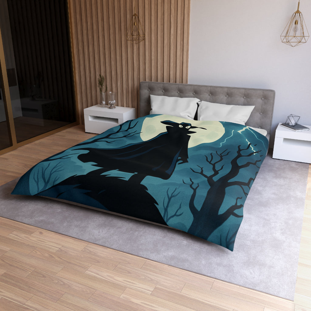 Plongez dans une scène nocturne mystérieuse avec silhouette et hibou sous lune pleine