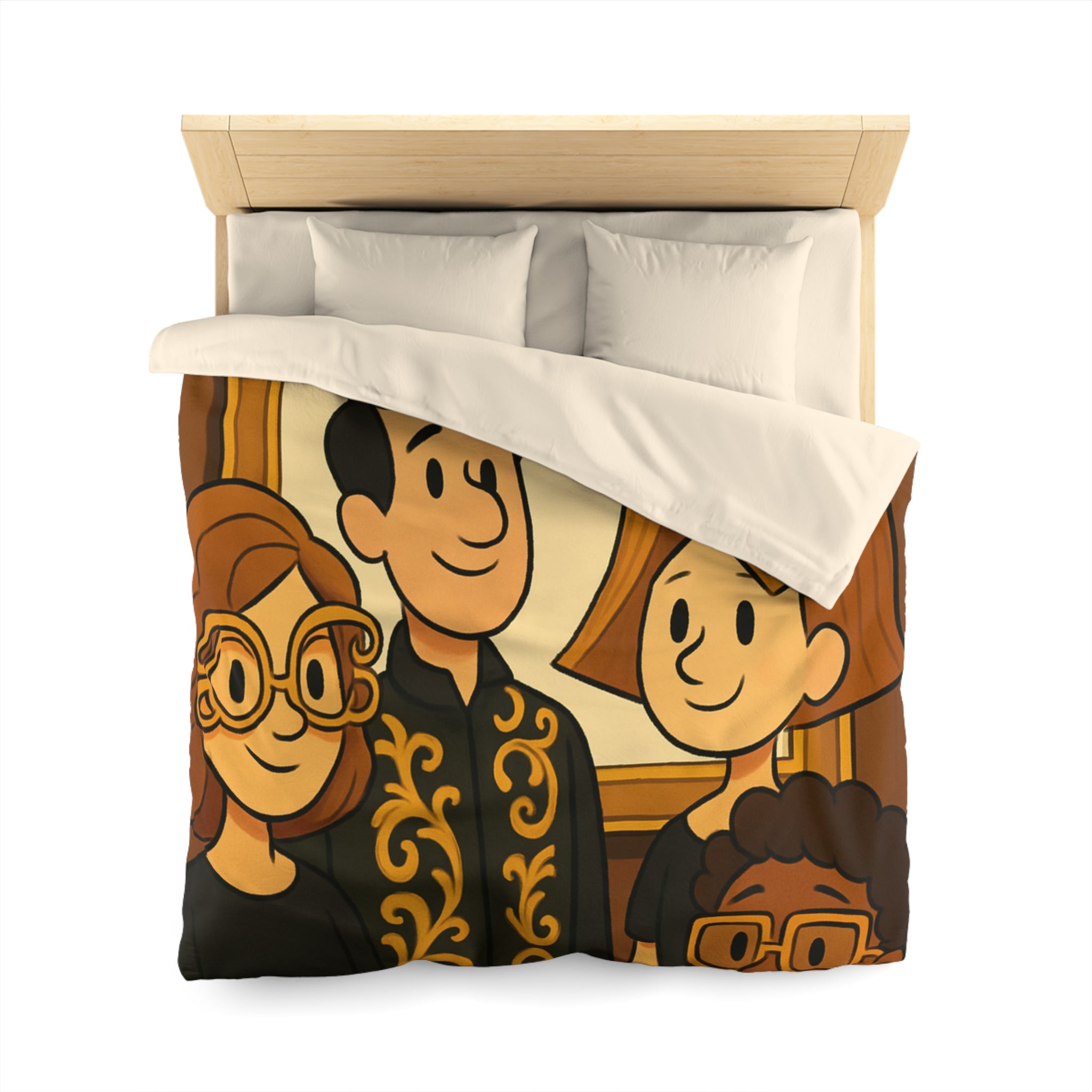 Housse de Couette Originale avec Illustration de Quatre Personnages Animés au Style Unique