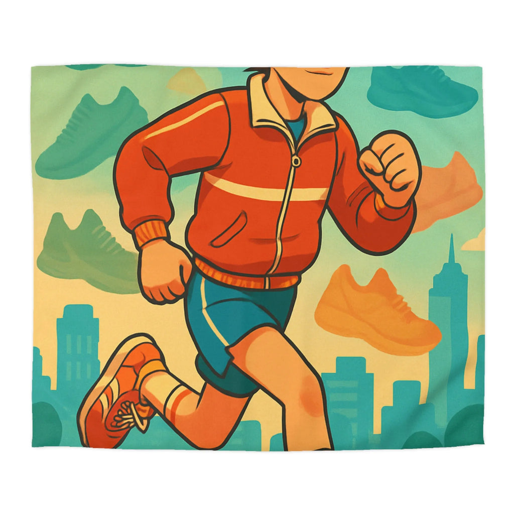 Housse de couette dynamique pour enfant avec athlète et nuancé de chaussures colorées