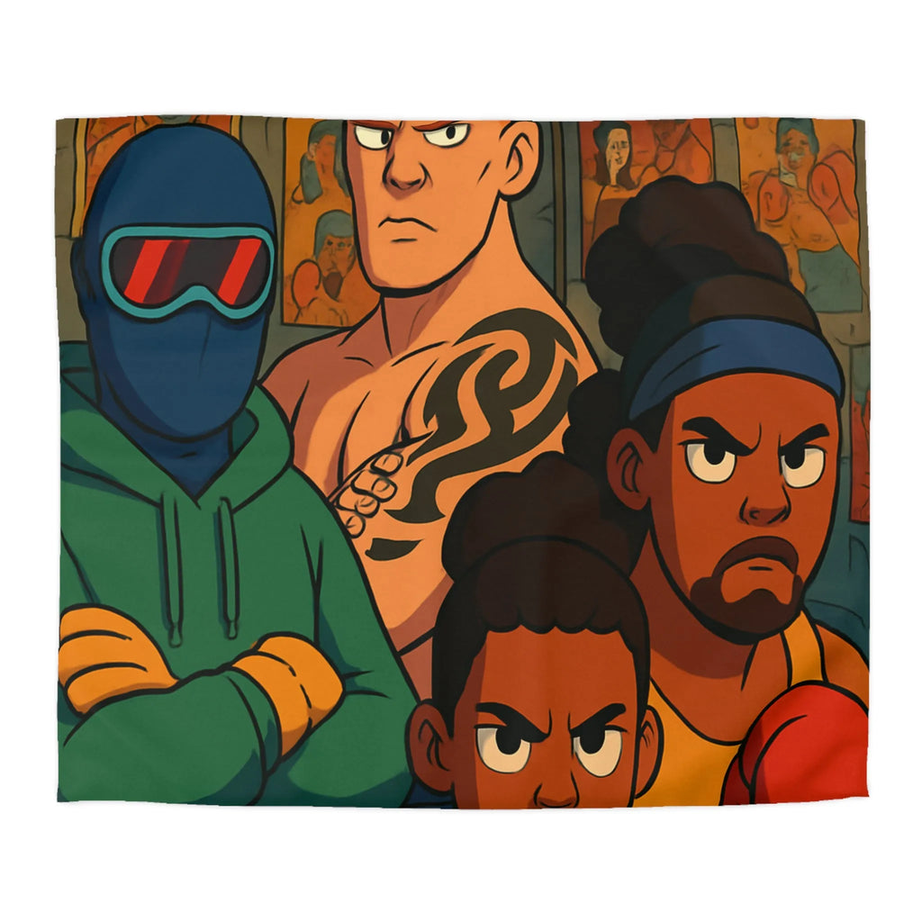 Housse de couette colorée avec boxeurs dessin animé pour chambre enfant sportive unique