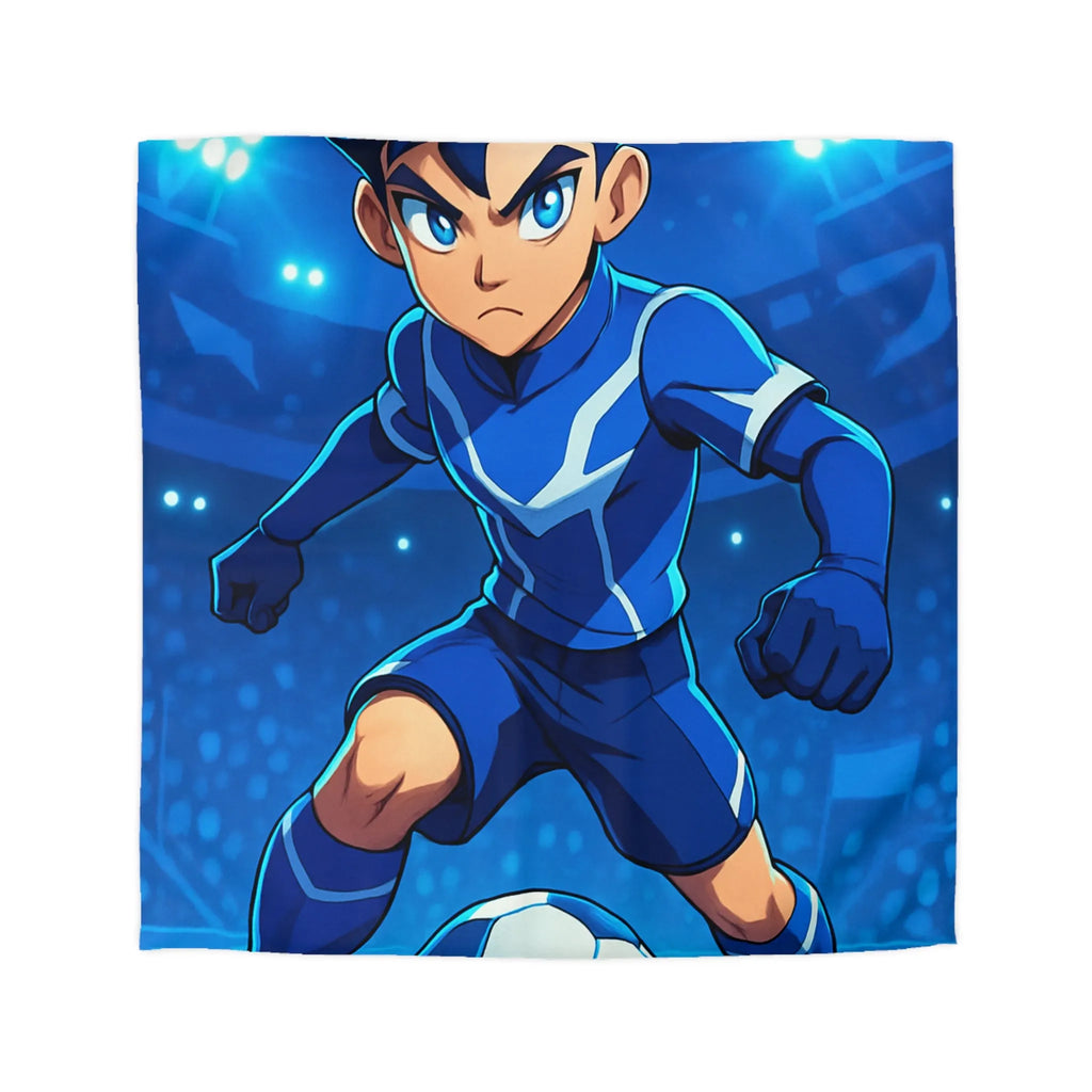 Housse de couette avec joueur de foot animé, style dynamique et lumineux, ambiance sportive
