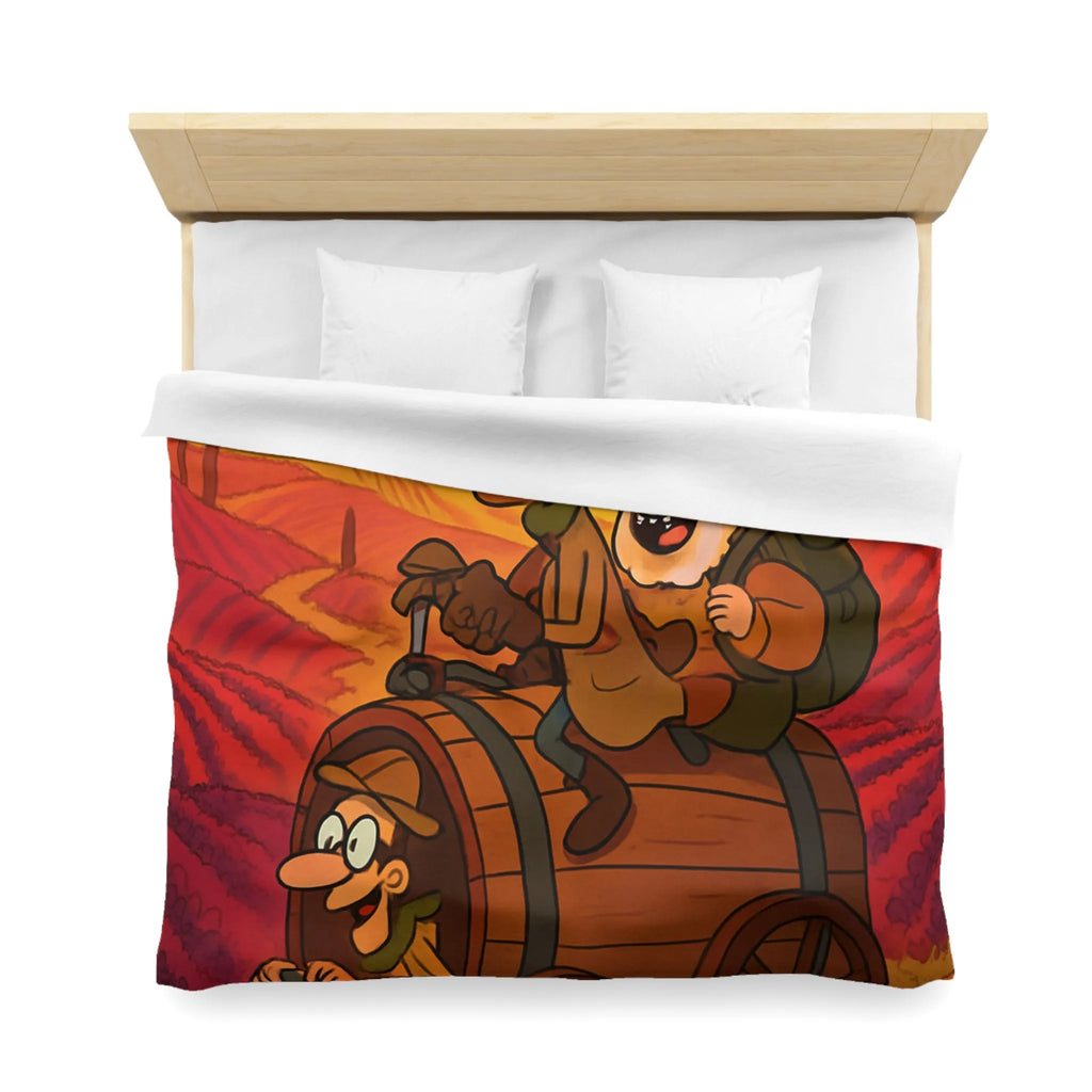 Housse de Couette Aventure Comique en Paysage Champêtre avec Véhicule Original Illustré
