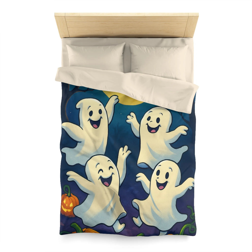 Housse de couette fantaisie avec esprits dansants sous lune et chauves-souris effrayantes