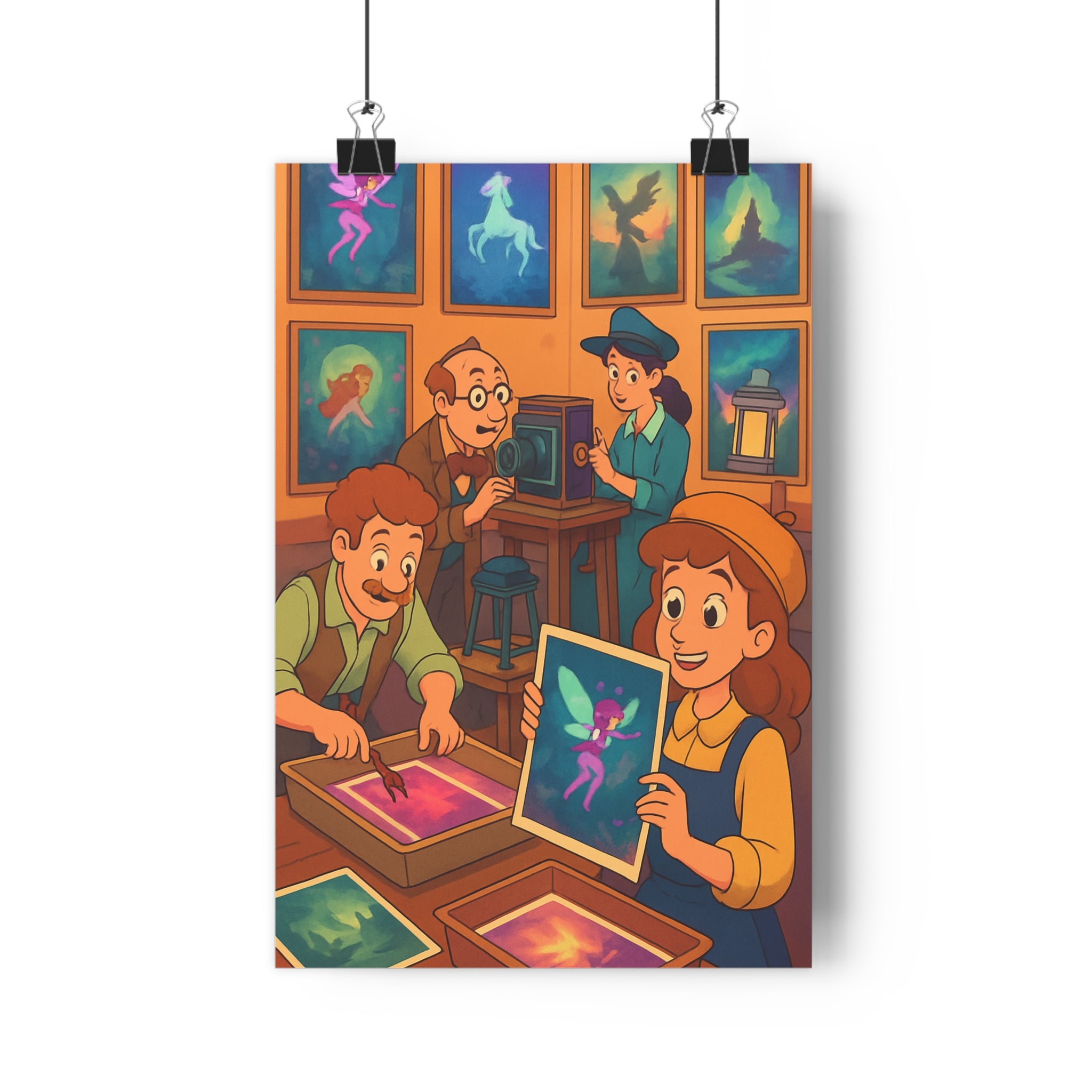 Poster décoratif cartoon pastel magique mystique chambre salon fantaisie enchantement mur couleurs créativité ambiance