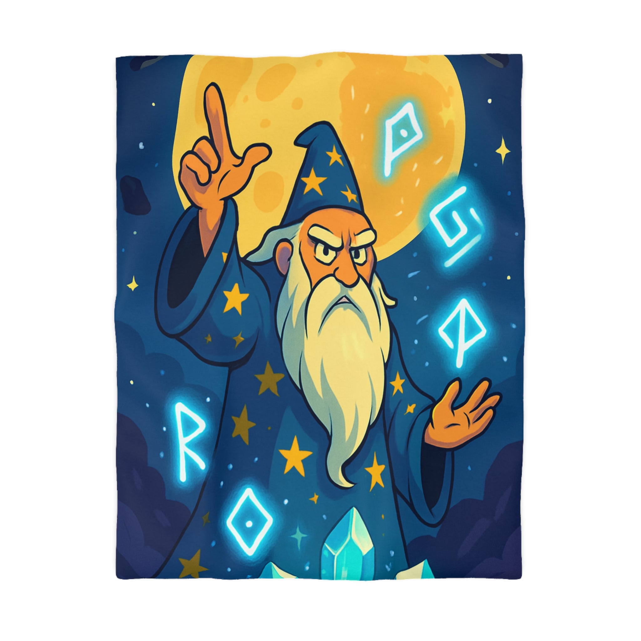 Housse de couette sorcier mystique avec cristaux et lune brillante magique