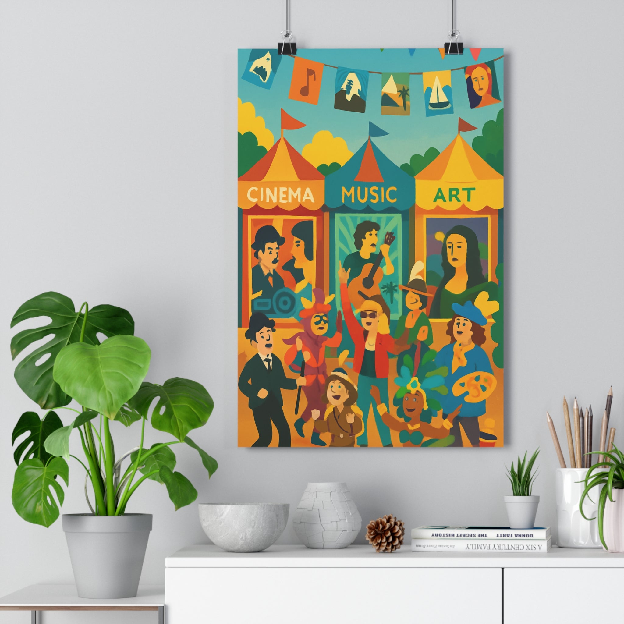 Poster décoratif joyeux moderne couleurs vives salon chambre bureau design artistique vibrant tendance unique