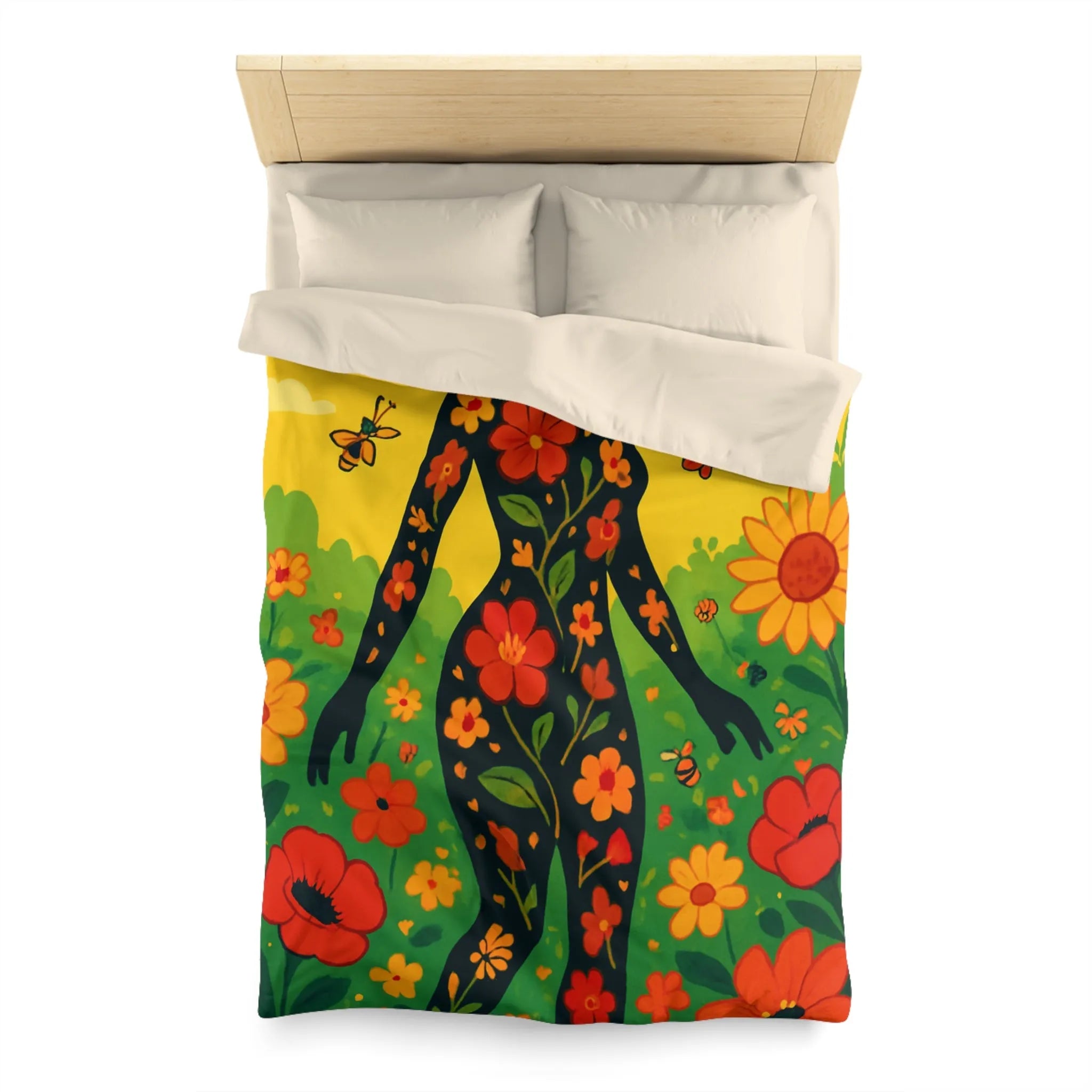 Housse de Couette Microfibre Art Graphique Contemporain Style Décoratif Chambre Tendance