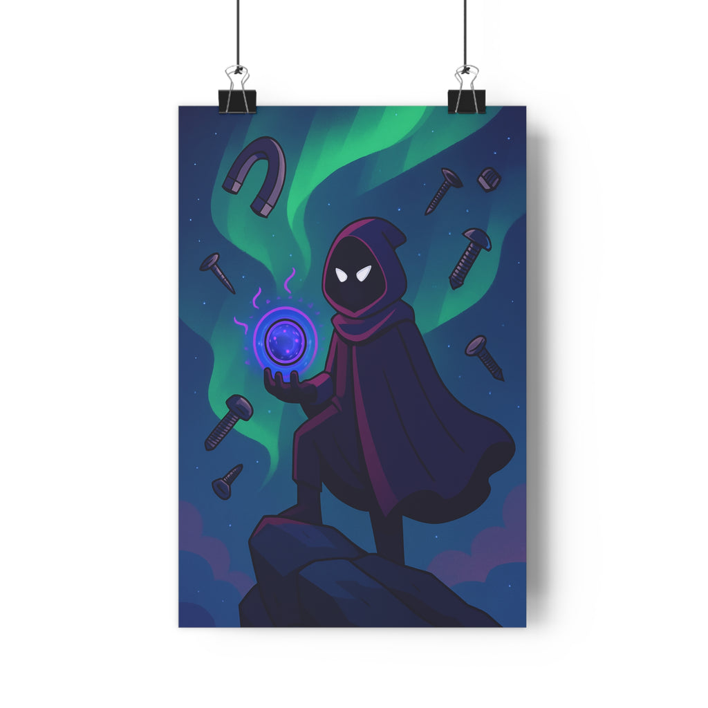 Poster décoratif mystique vert bleu étoilé mystérieux salon chambre moderne ambiance magique design tendance