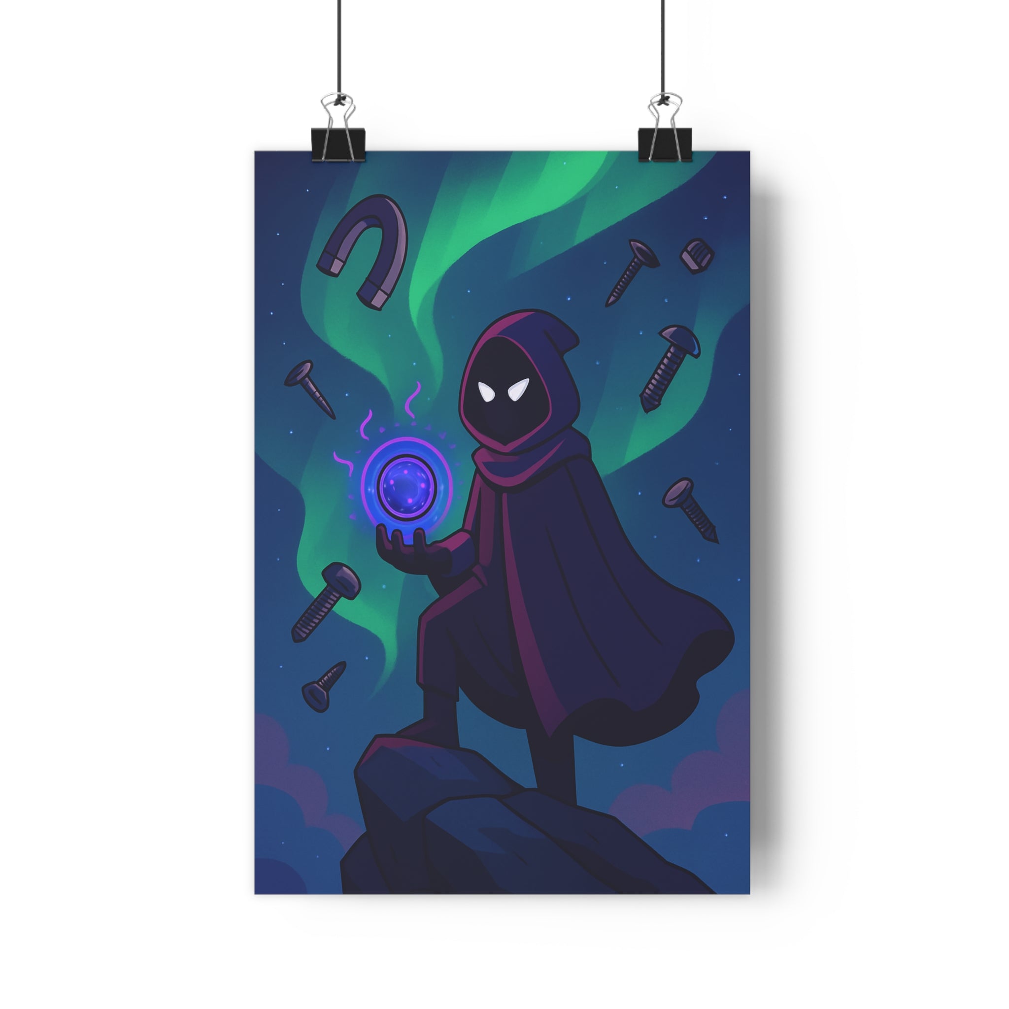 Poster décoratif mystique vert bleu étoilé mystérieux salon chambre moderne ambiance magique design tendance