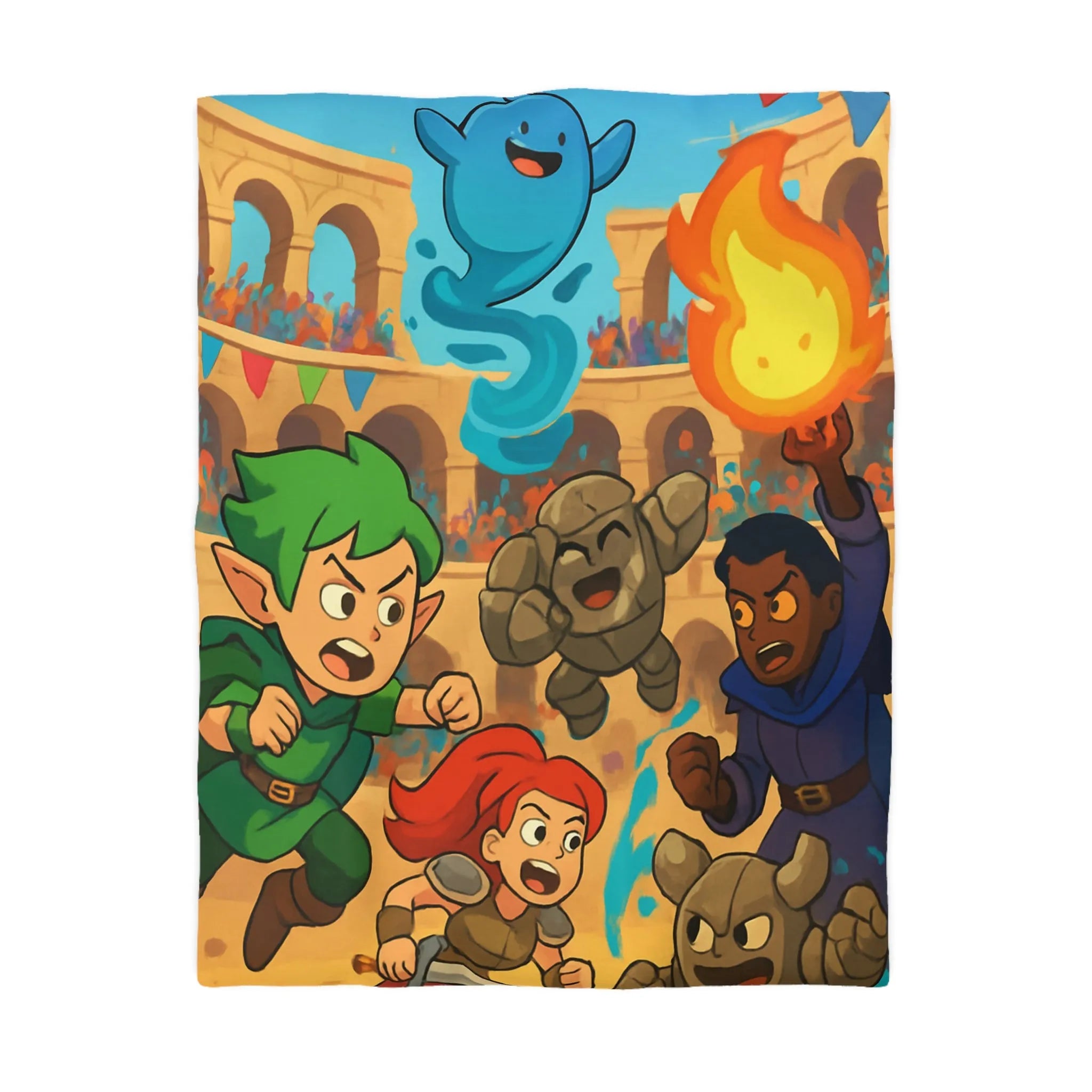 Housse de couette dynamique avec personnages de fantasy en pleine bataille épique animée