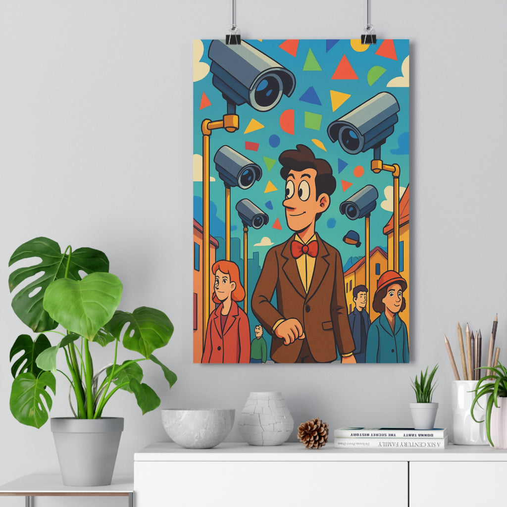 Poster décoratif urbain pastel cartoon intrigant ambiance salon chambre moderne qualité élégance unique tendance