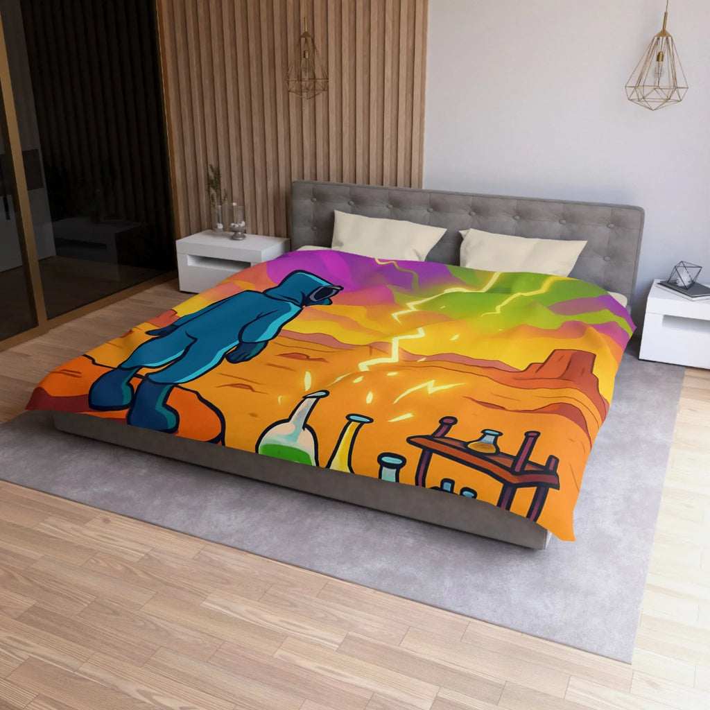 Housse de couette ciel extraterrestre arc-en-ciel avec scientifique et installations chimiques