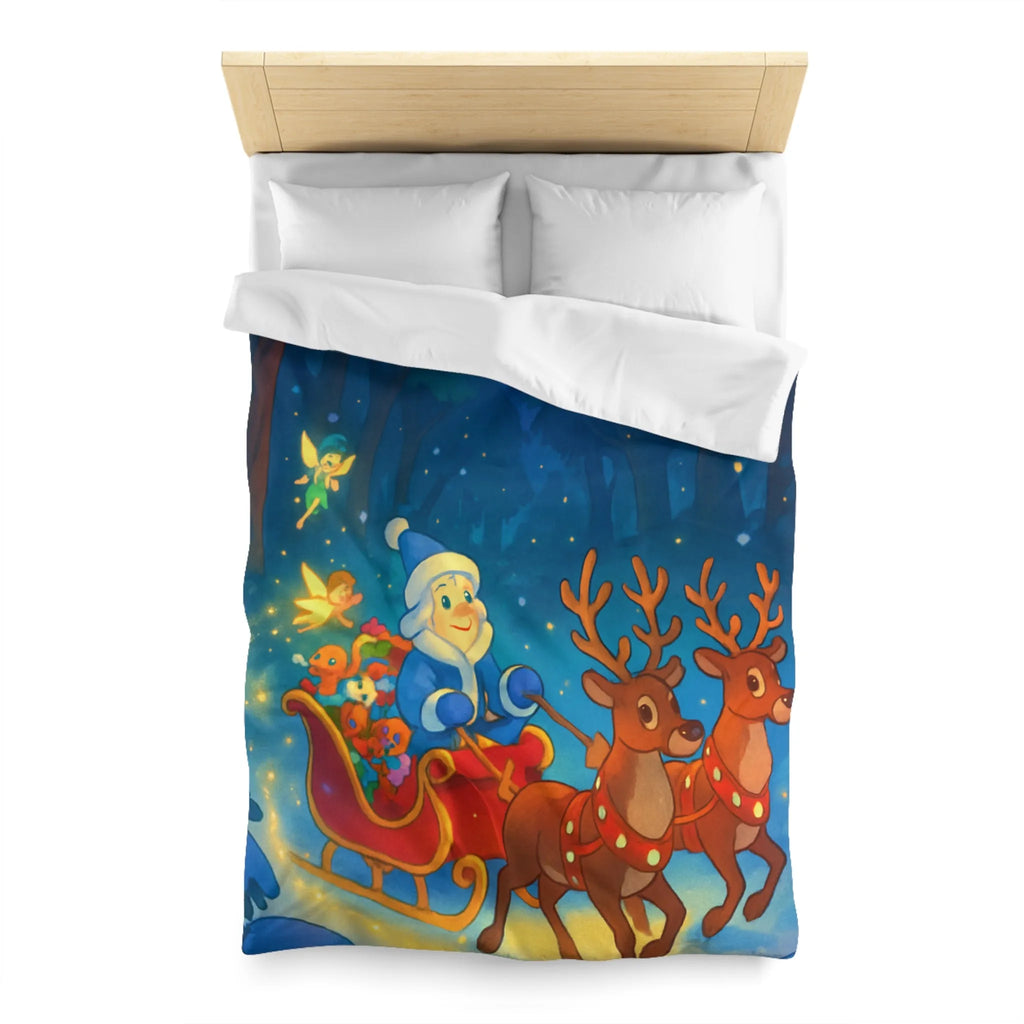 Housse de Couette Enchantée avec Lutin Magique, Fées Lumineuses et Rennes Pétillants dans Forêt