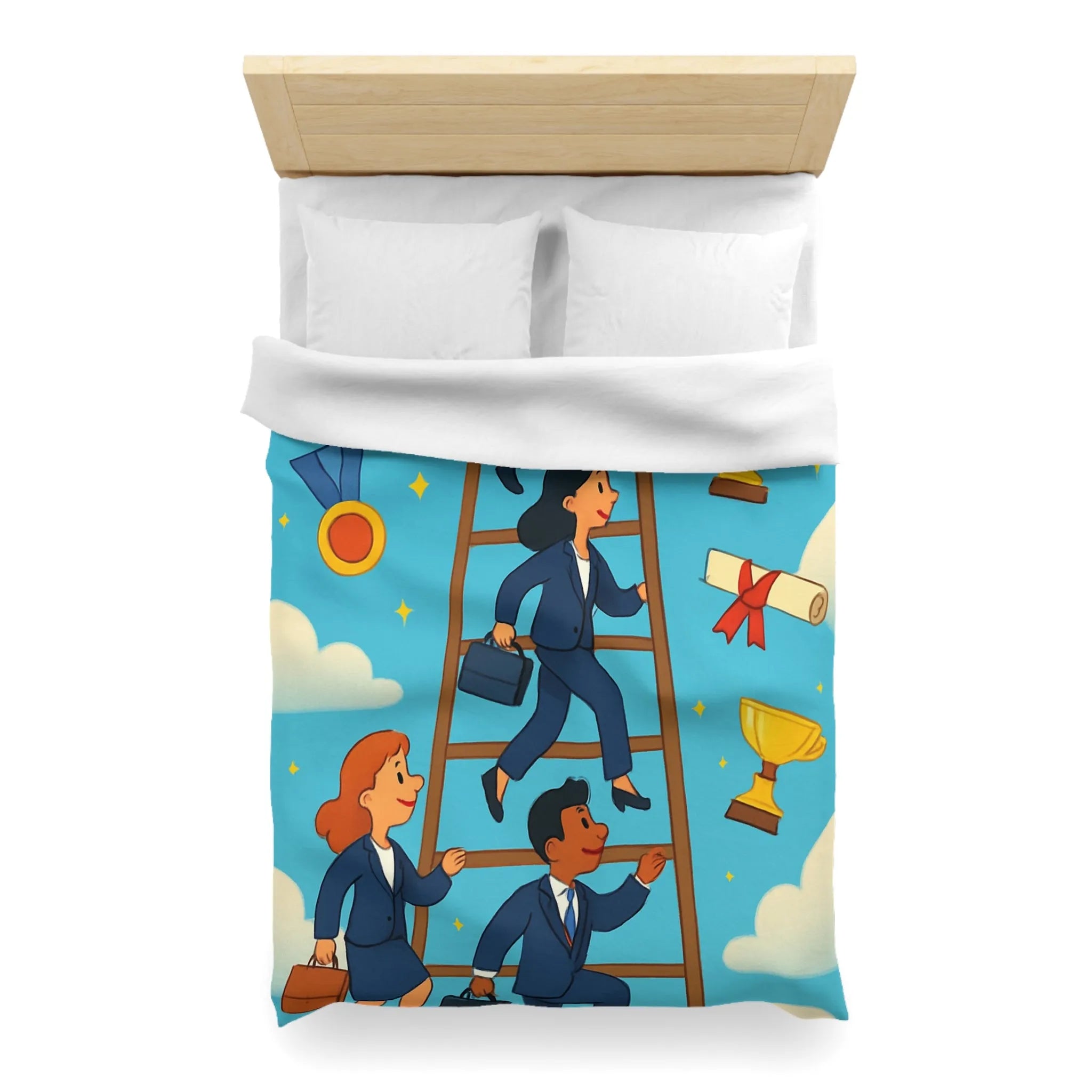 Housse de couette ludique : Échelle des réussites avec trophées et médailles colorées