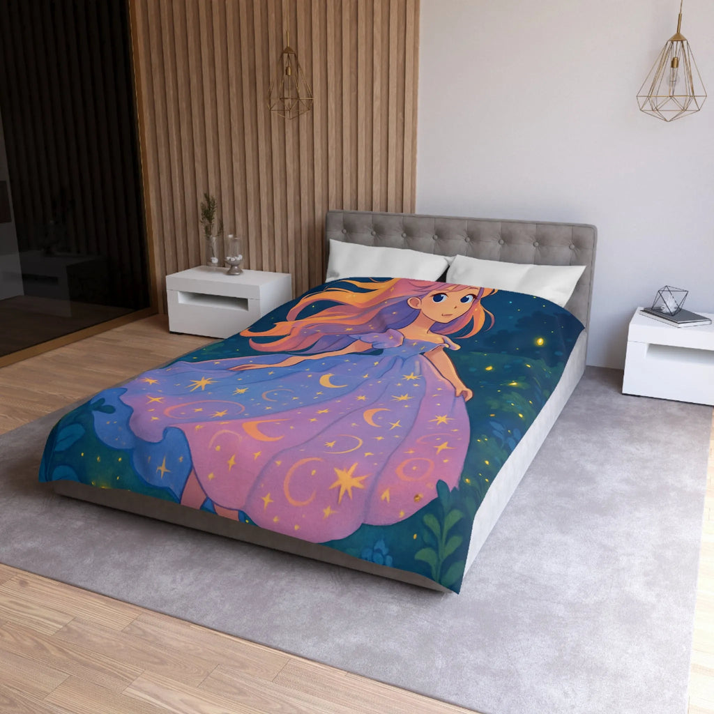 Housse de couette avec motif étoilé de princesse féerique dans la nuit enchantée