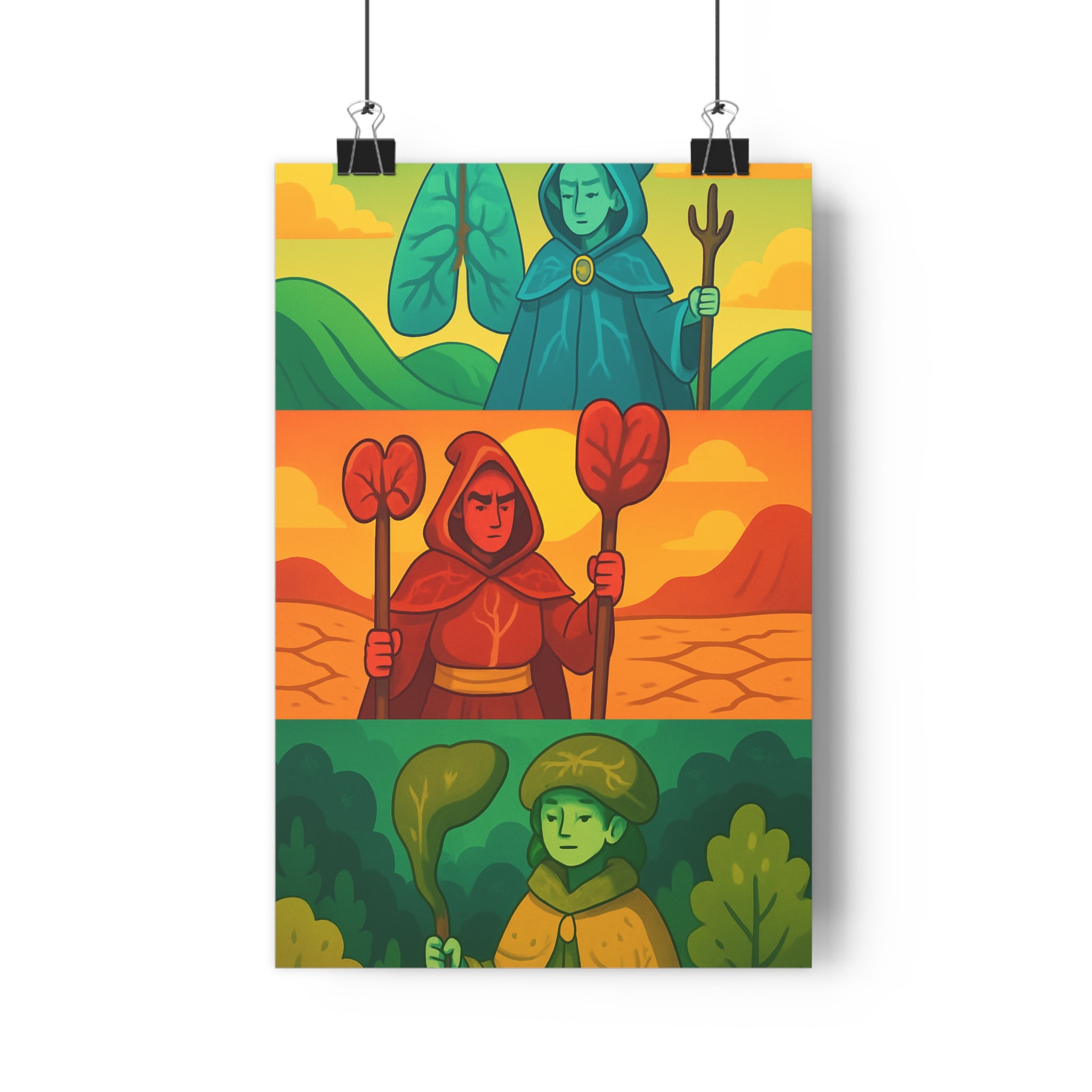 Poster décoratif mystique bleu rouge vert fantaisie magique salon chambre moderne original unique vibrant