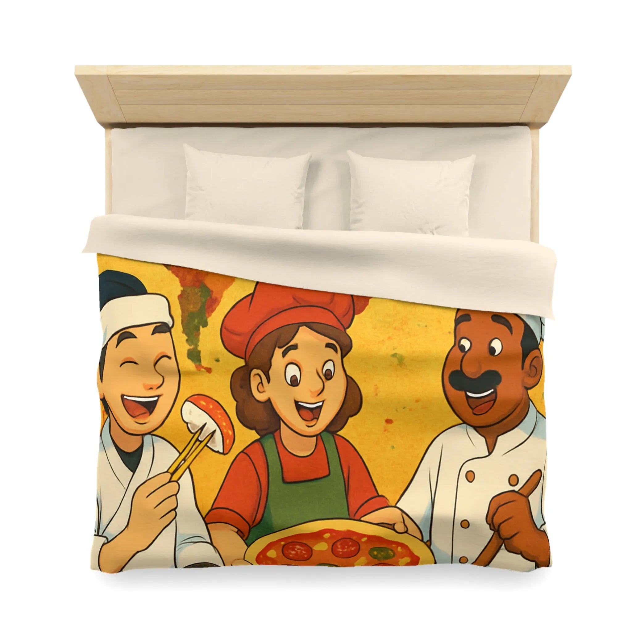 Housse de Couette Cuisine Culturelle : Carte du Monde et Chefs Gourmands