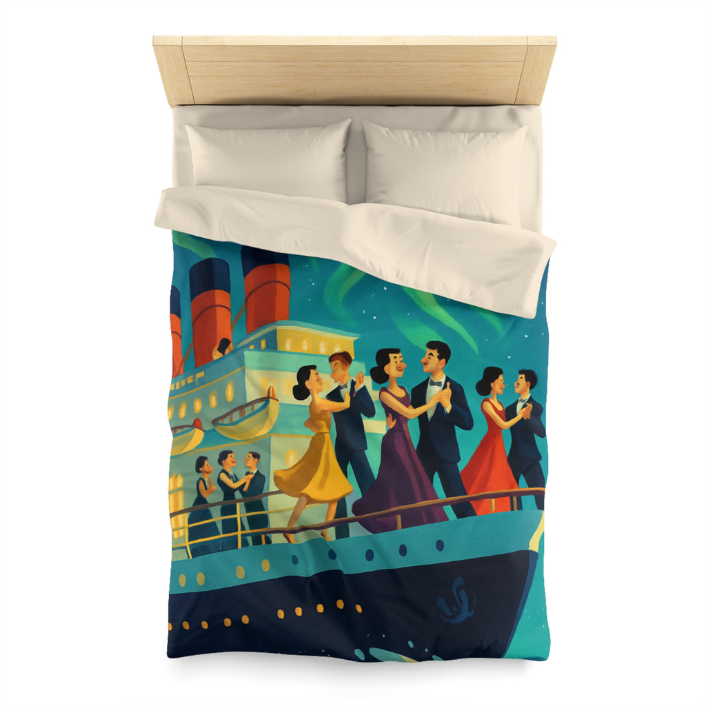 Housse de couette rétro dance nocturne aurores boréales croisière bateau élégant