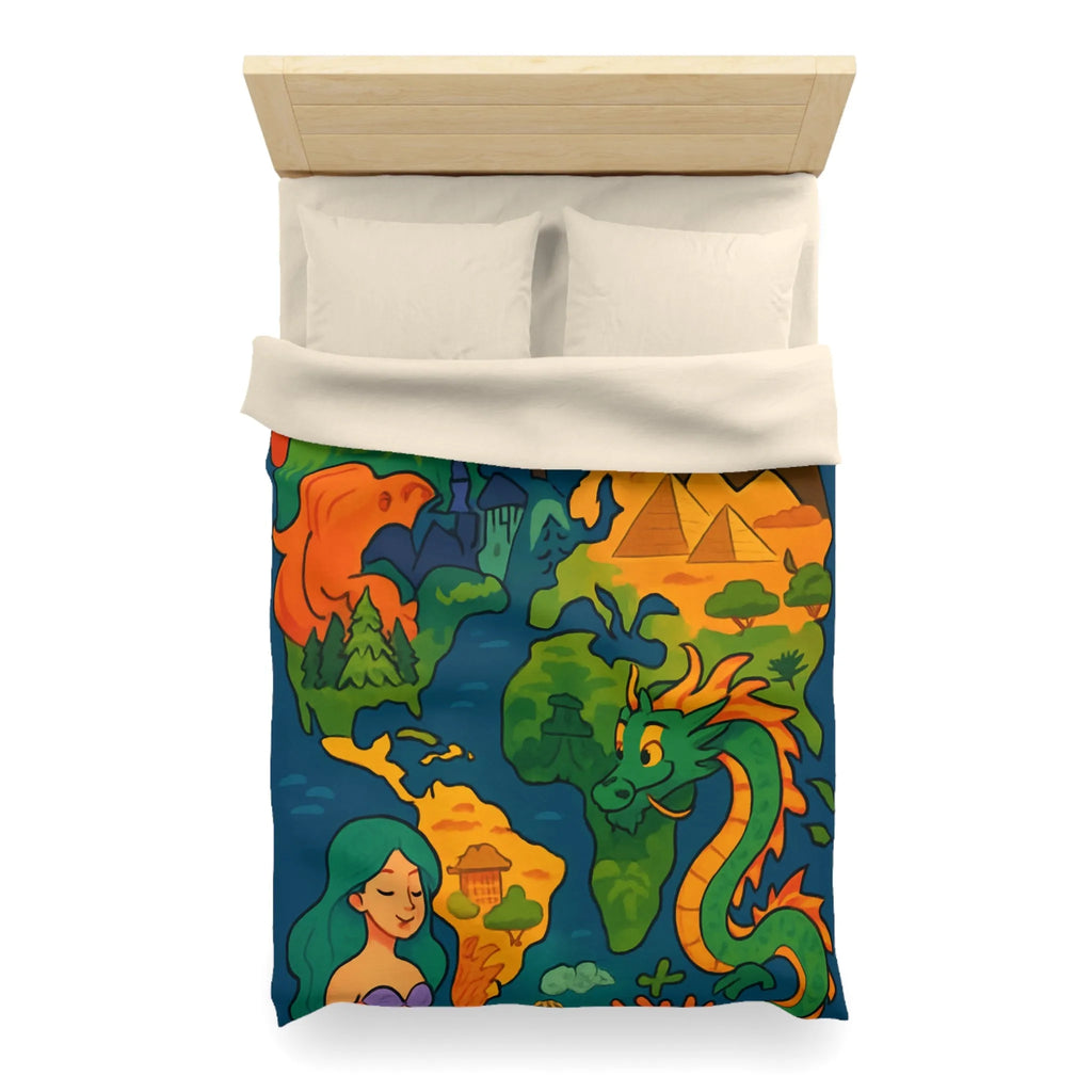 Housse de couette colorée et magique avec motifs de mythes de différentes cultures