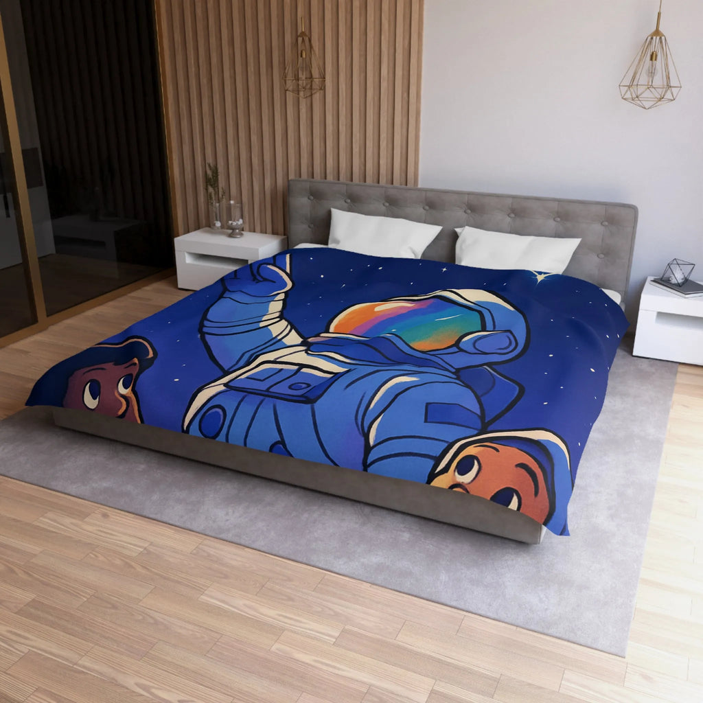 Housse de Couette Astronaute Enfants Étoiles Cœur Paix Nuit Céleste Magique Rêveuse