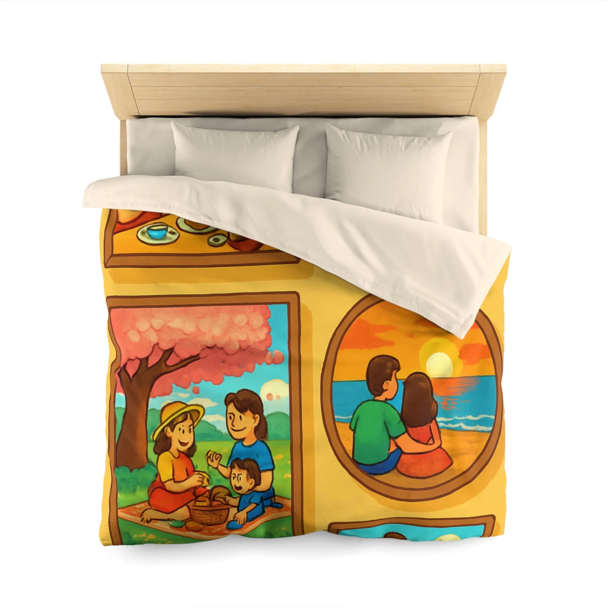 Housse de couette imprimée scènes chaleureuses de famille pour chambre à coucher confortable