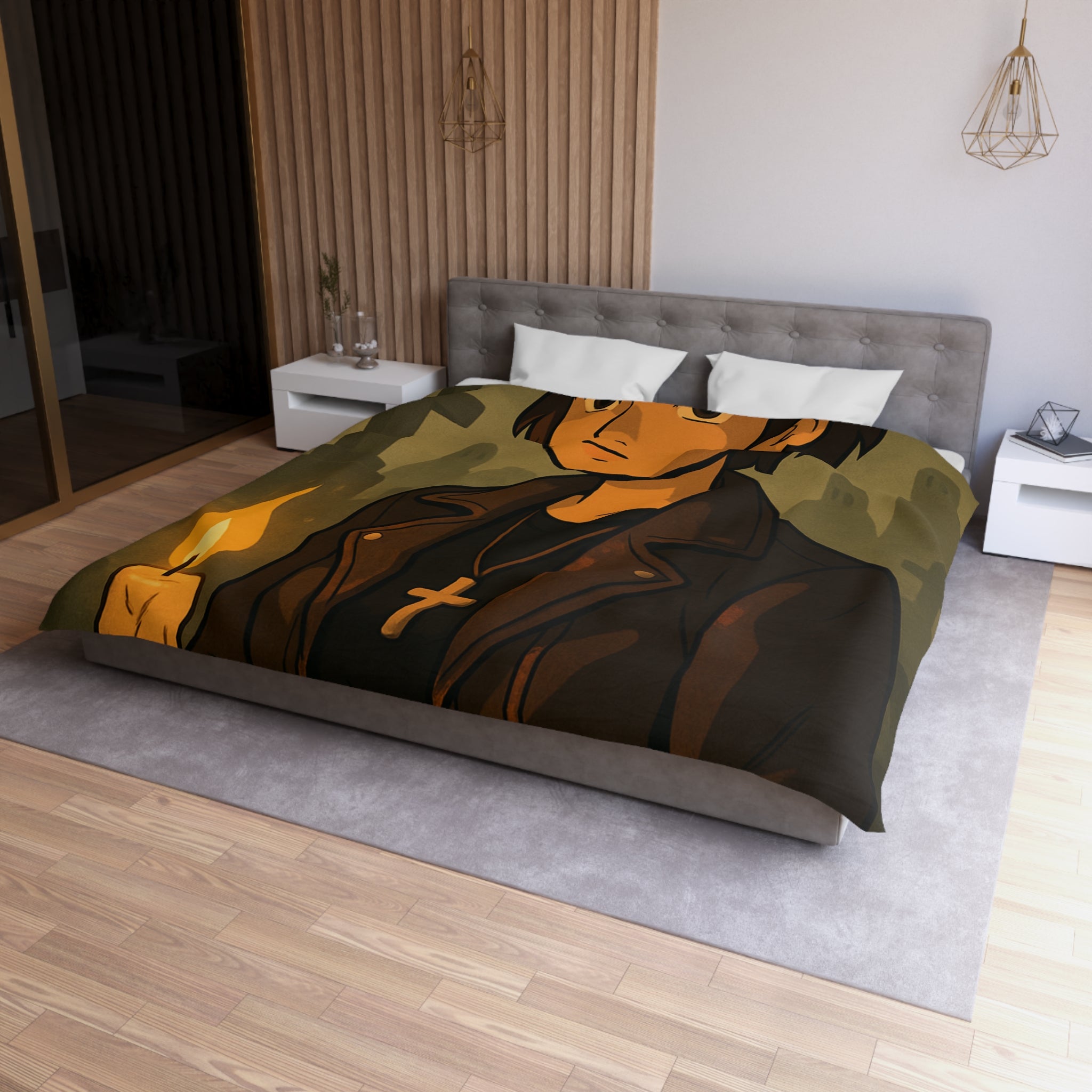 Housse de Couette Microfibre Design Artistique Moderne Décoration Chambre Confort Premium