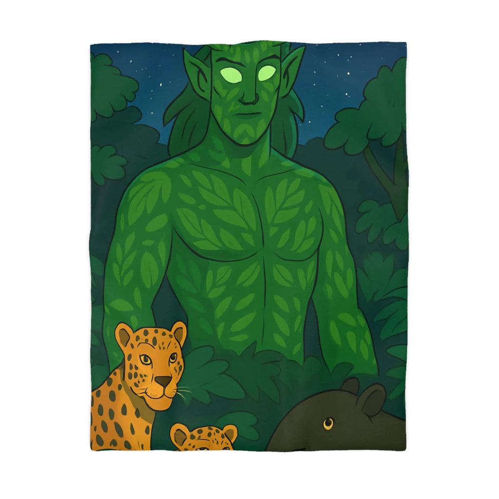 Housse de couette forêt mystérieuse avec créature magique et animaux exotiques nocturnes