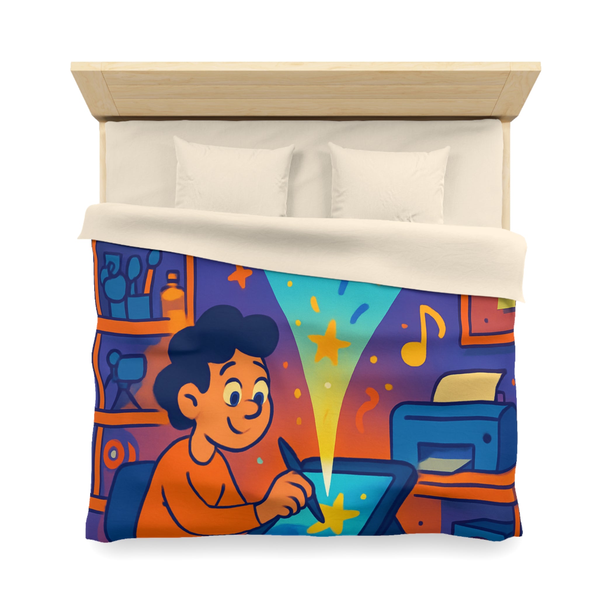 Housse de couette vibrante pour passionnés d'art numérique et créativité éclatante