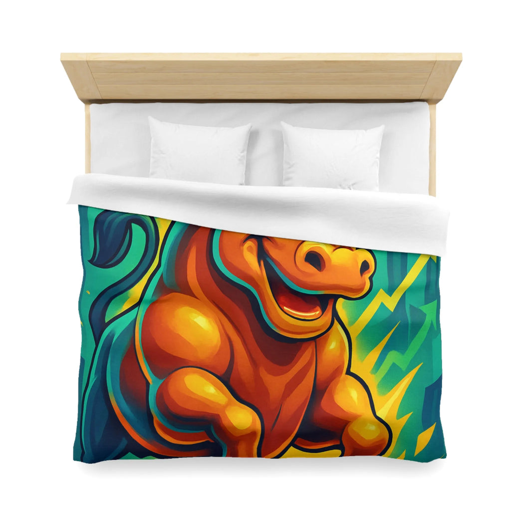 Housse de couette dynamique avec illustration de taureau énergique et motifs de croissance économique