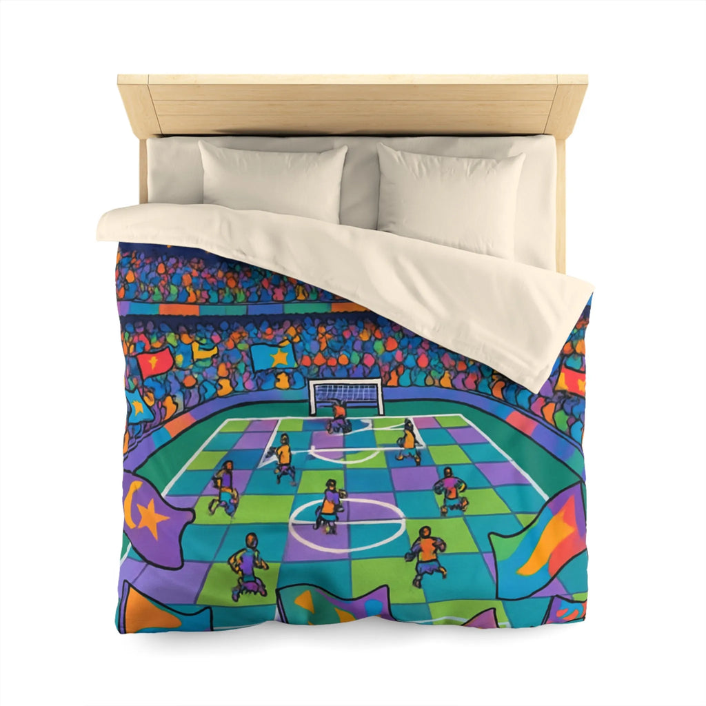 Housse de couette colorée avec motif de stade de football sous ciel étoilé