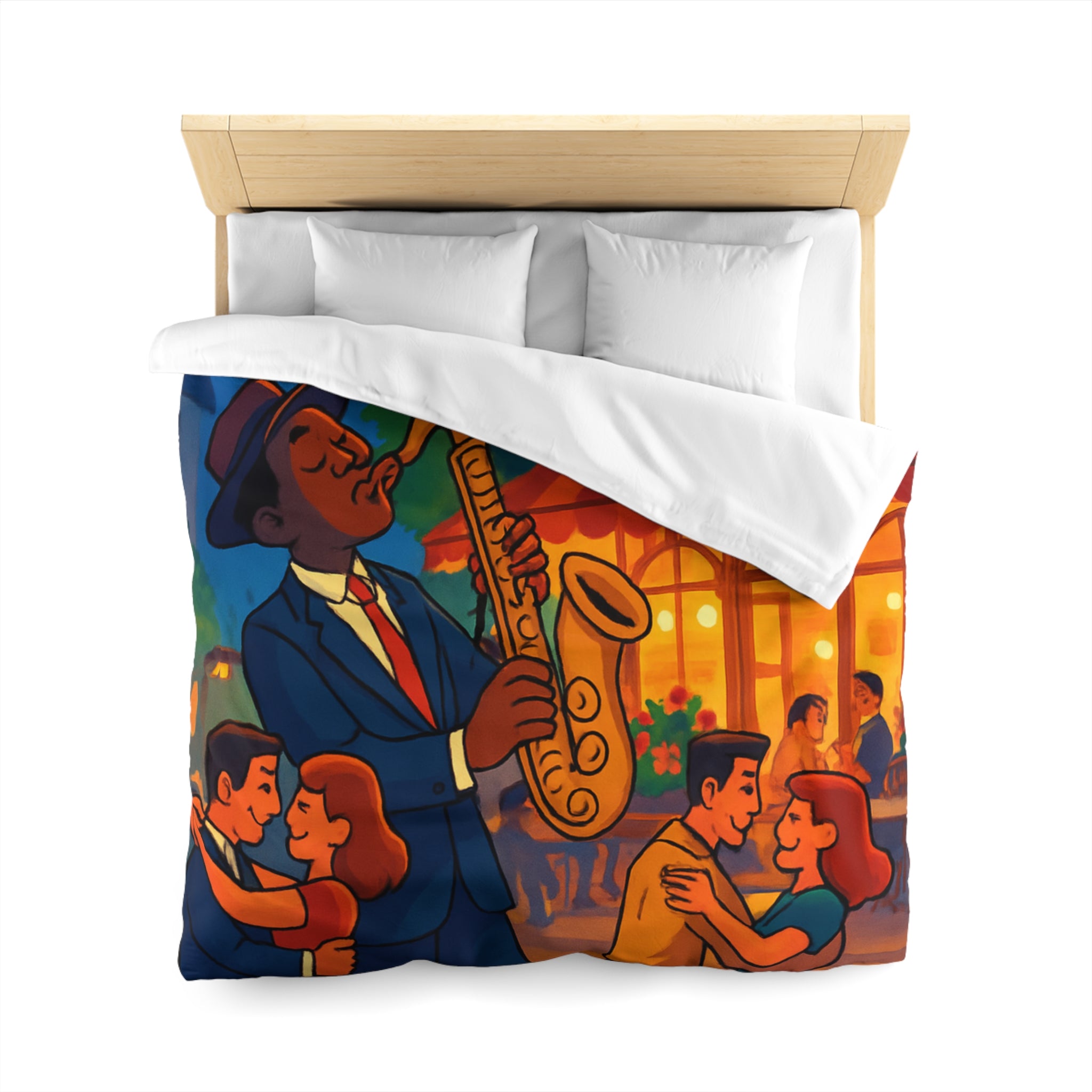 Housse de Couette Romantique Jazz Nuit avec Danseurs et Lumières Ambiance Parisienne