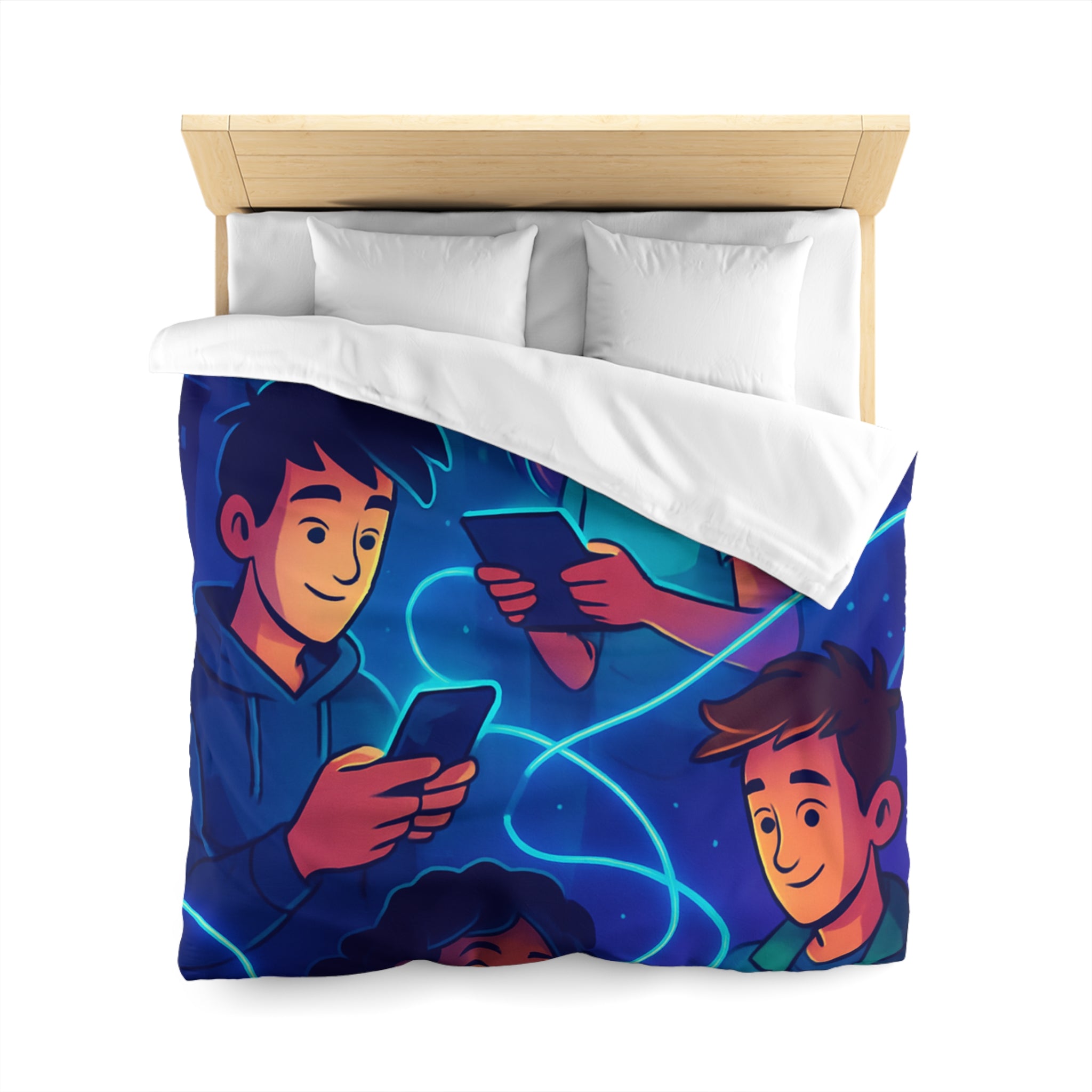 Housse de couette numérique moderne avec design connecté et technologie urbaine futuriste