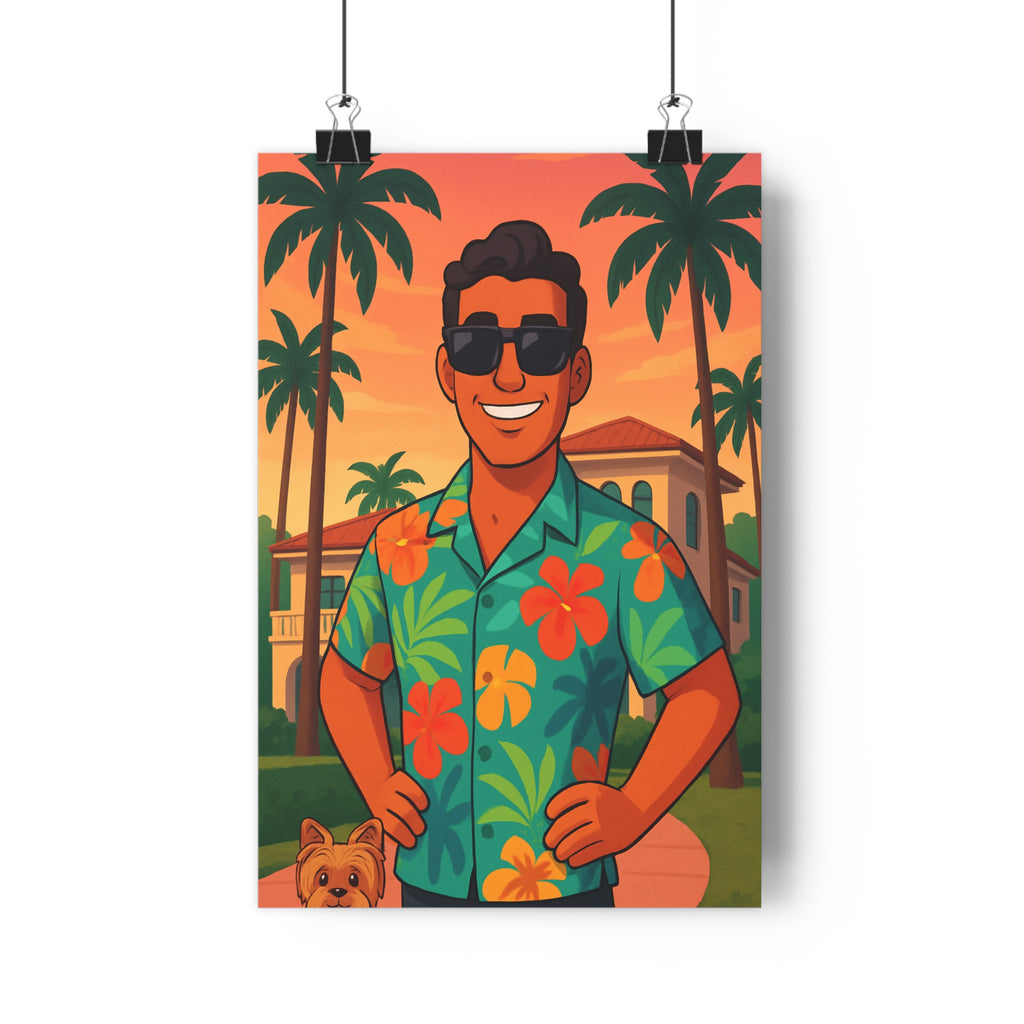 Poster décoratif cartoon tropical ensoleillé joyeux vibrant salon chambre intérieur style moderne 30x46 qualité