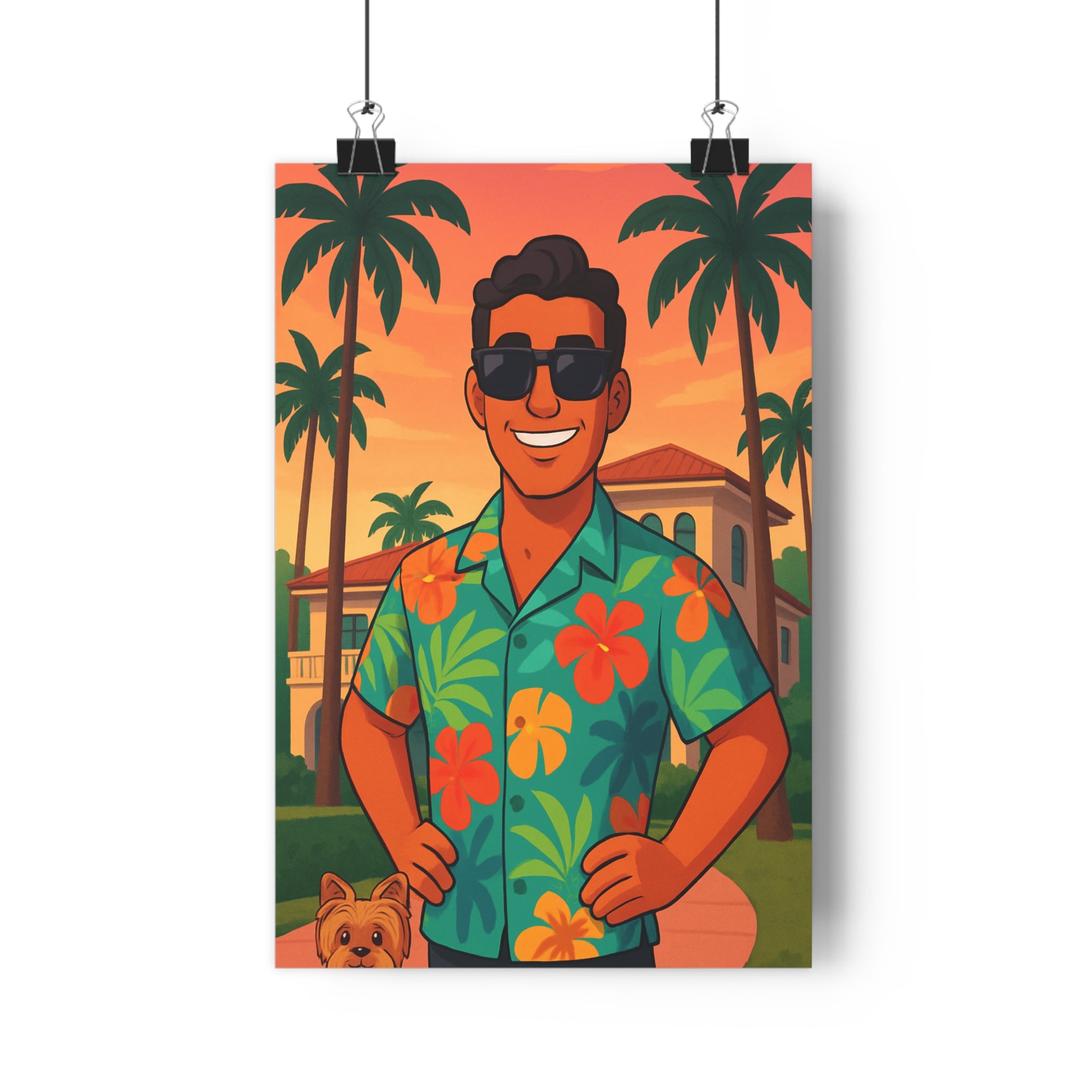 Poster décoratif cartoon tropical ensoleillé joyeux vibrant salon chambre intérieur style moderne 30x46 qualité