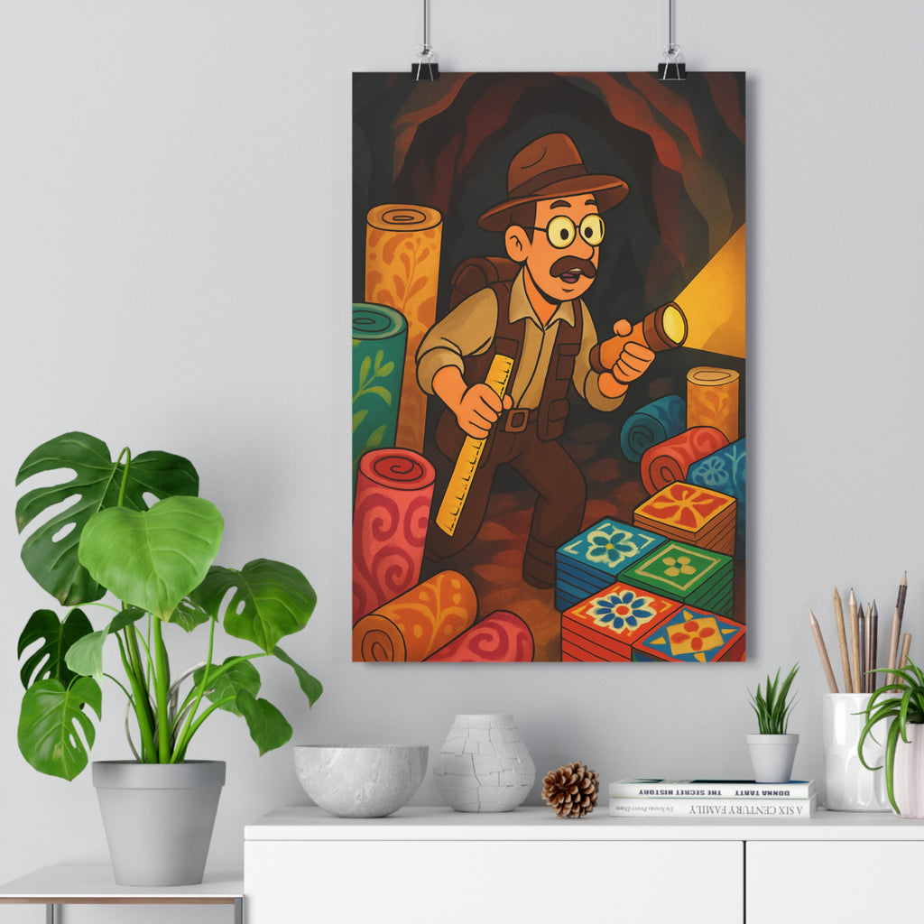 Poster décoratif exploration cartoon bleu rouge orange aventure salle jeu enfant créatif découverte qualité