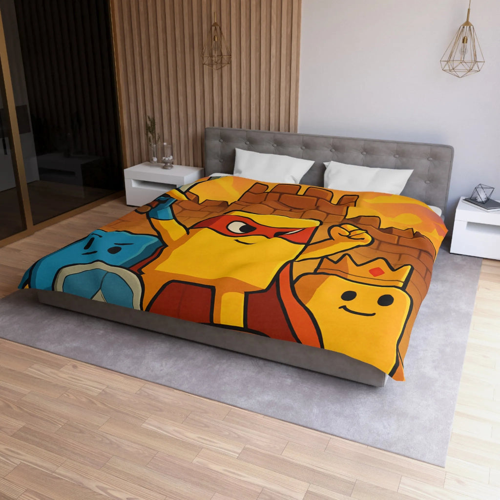 Housse de couette colorée avec personnages géométriques stylisés pour chambre d'enfant