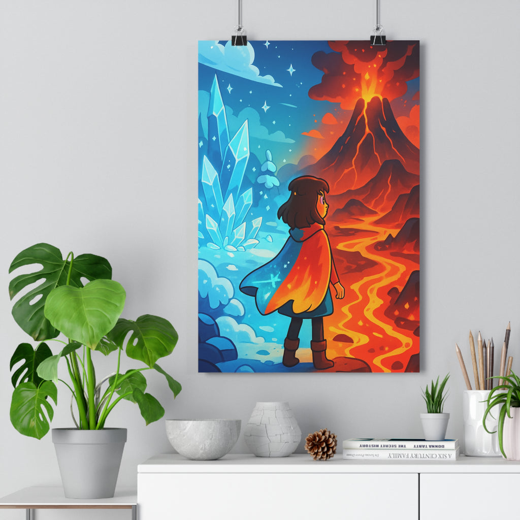 Poster décoratif mystique art coloré bleu rouge salon bureau moderne ambiance contrastée unique captivant